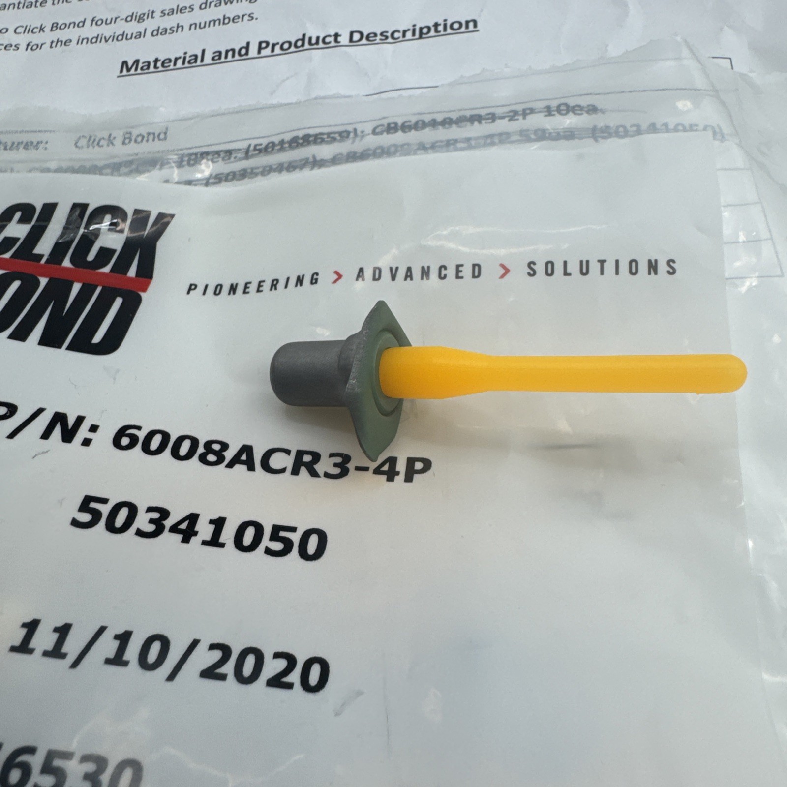 Click Bond CB6008ACR3-4P Nutplate Floating Sealed 1-Lug Primed