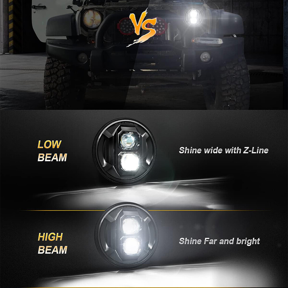 2x DOT 7″inch Round LED Headlights High&Low Beam For Chevy C10 C20 Pickup Truck
