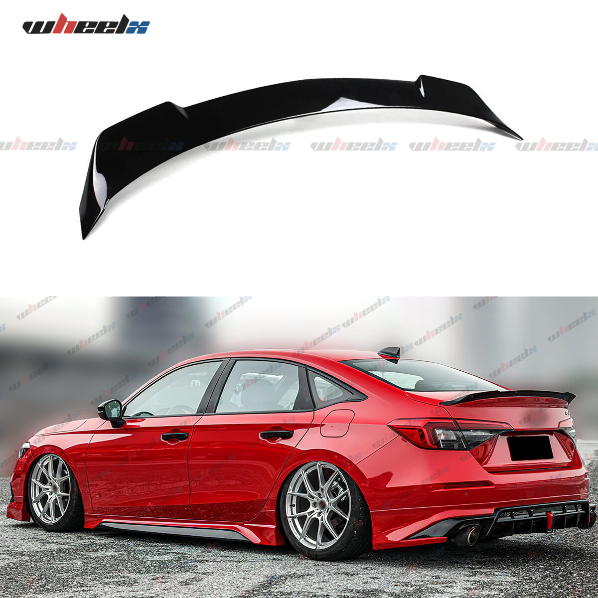 For 22-24 11th Gen Honda Civic Sedan Yofer Glossy Black High Kick Trunk Spoiler