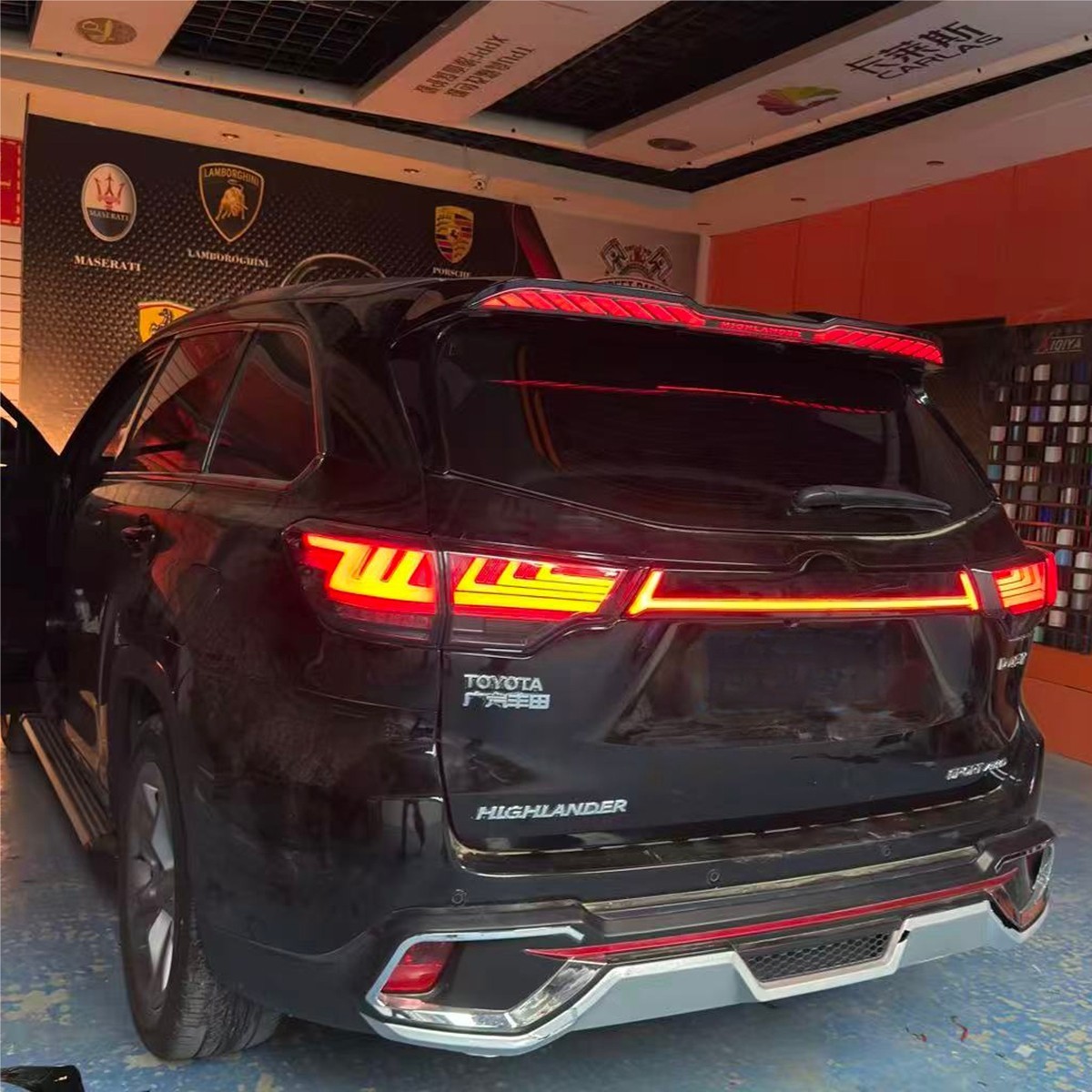 Fit For Highlander 2015-2017 Black Roof Wing Trunk Top Spoiler W/led Light