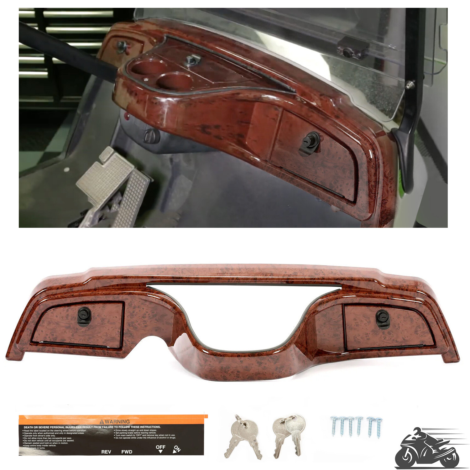 For Yamaha Drive G29 07-16 Gas/Electric Golf Cart Wood Grain Dash Cover Kit