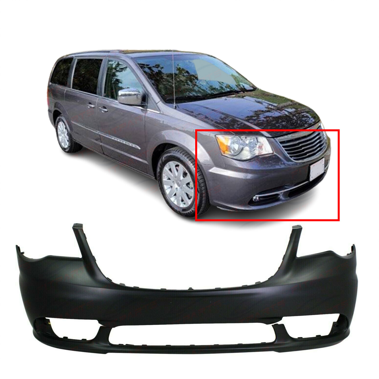 Primed Front Bumper Cover for 2011-2016 Chrysler Town & Country 68088967AA