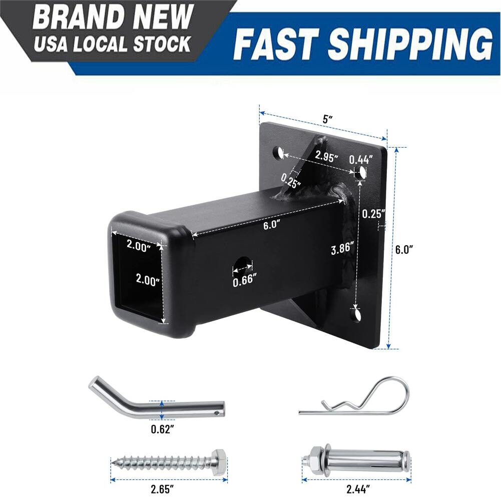 Universal 2in Bolt On Receiver Tube Trailer Hitch Receiver Adapter For Pickup US