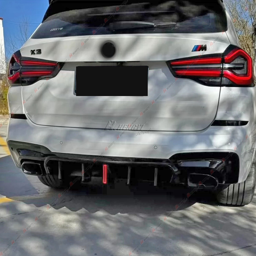 Gloss Black Rear Diffuser Lip W/Light For 18-21 BMW G01 X3 M40i M-Sport US Stock