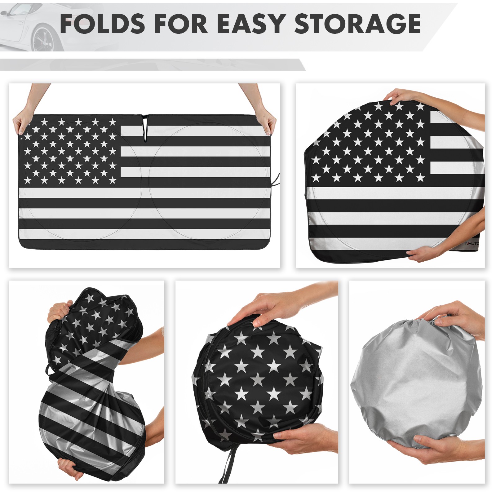 Car Windshield Sun Shade Visor UV Rays Block Cover US Flag For Ford Accessories