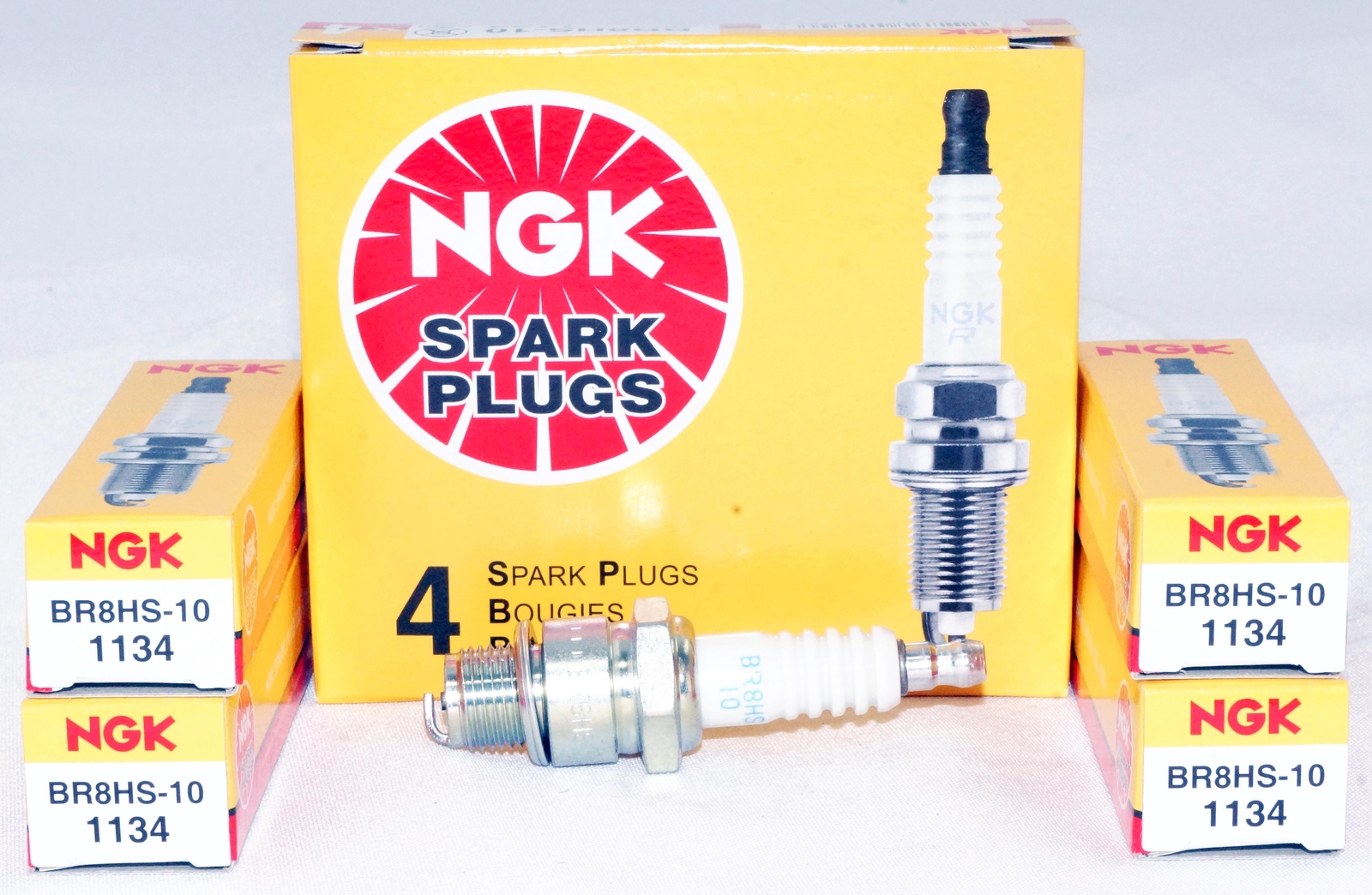 Genuine Authentic NGK 1134 Nickel Spark Plug BR8HS10 Removable Tip Pack of 4