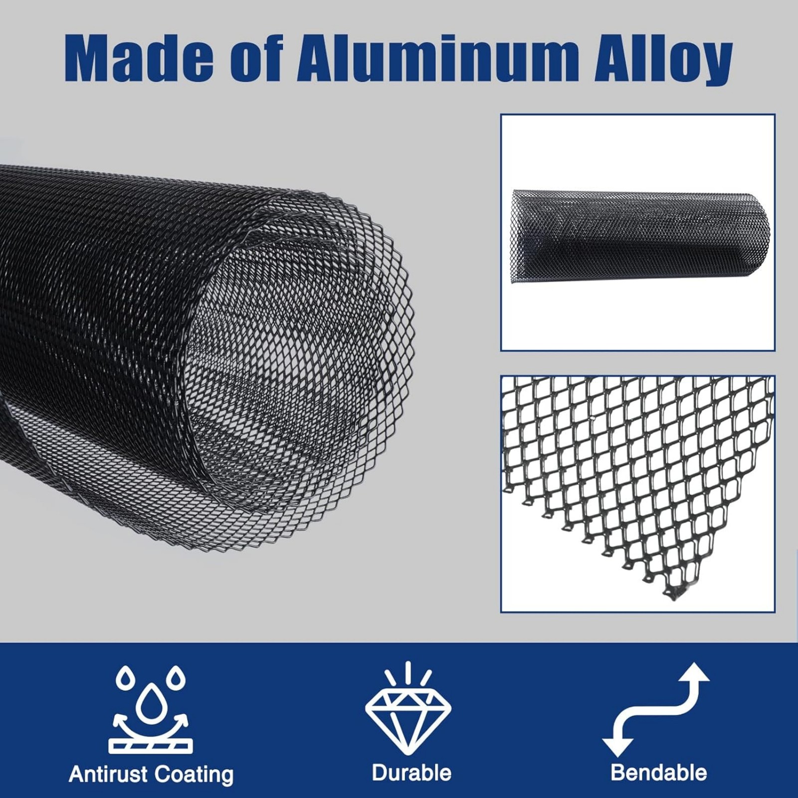 40*13″ Car Grille Mesh Net Sheet Aluminum Rhombic Auto Mesh Grill 0.11″X0.23″