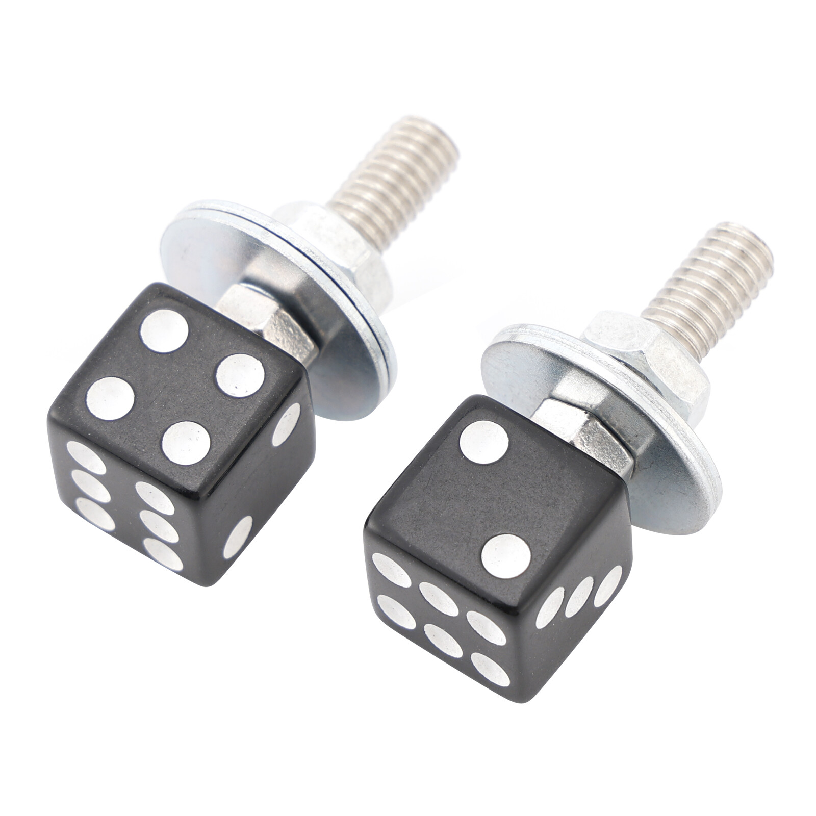 2xMotorcycle Bike Plastic Black Dice License Plate Bolt On Screw On Frame Nut US