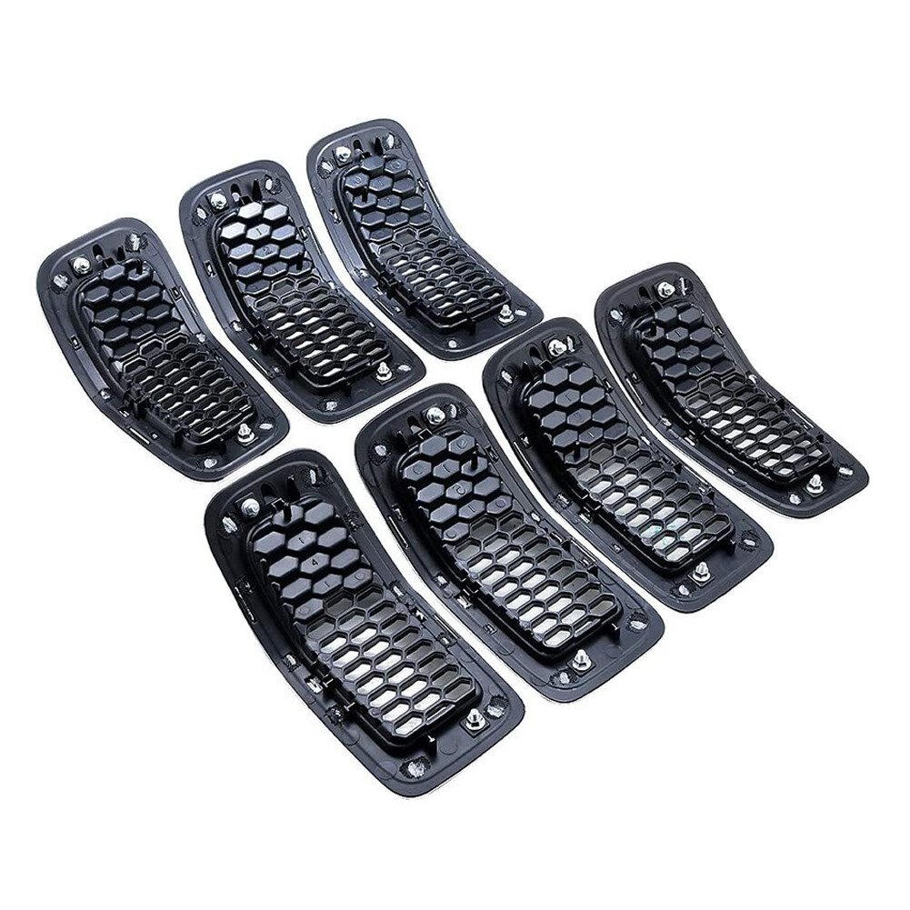 For 2014-2018 Jeep Cherokee Front Grill Inserts Honeycomb Mesh Cover Chrome 7pcs
