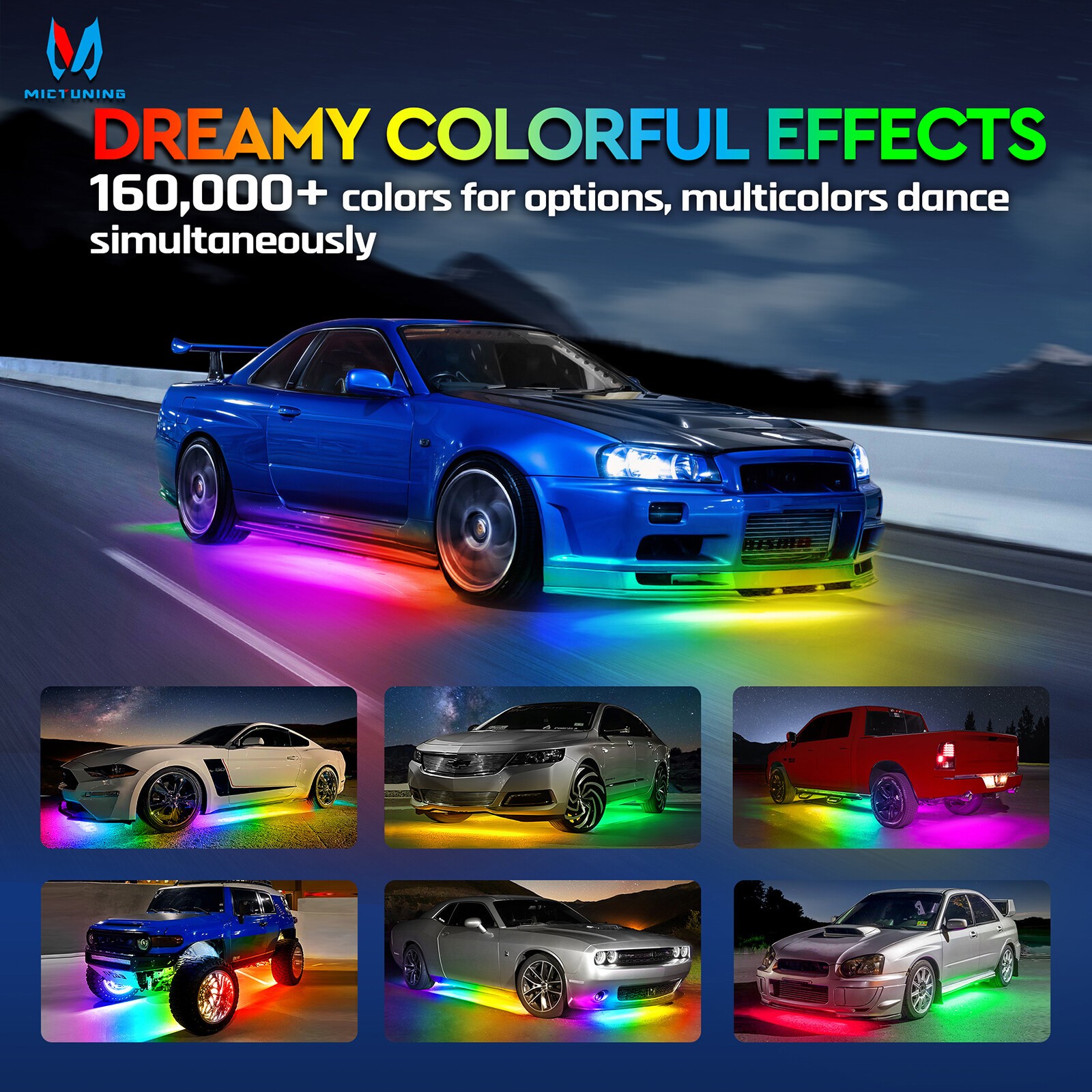 N3 Wireless Car Underglow Light Strip, RGB+IC Chasing Underbody Light Neon Kits