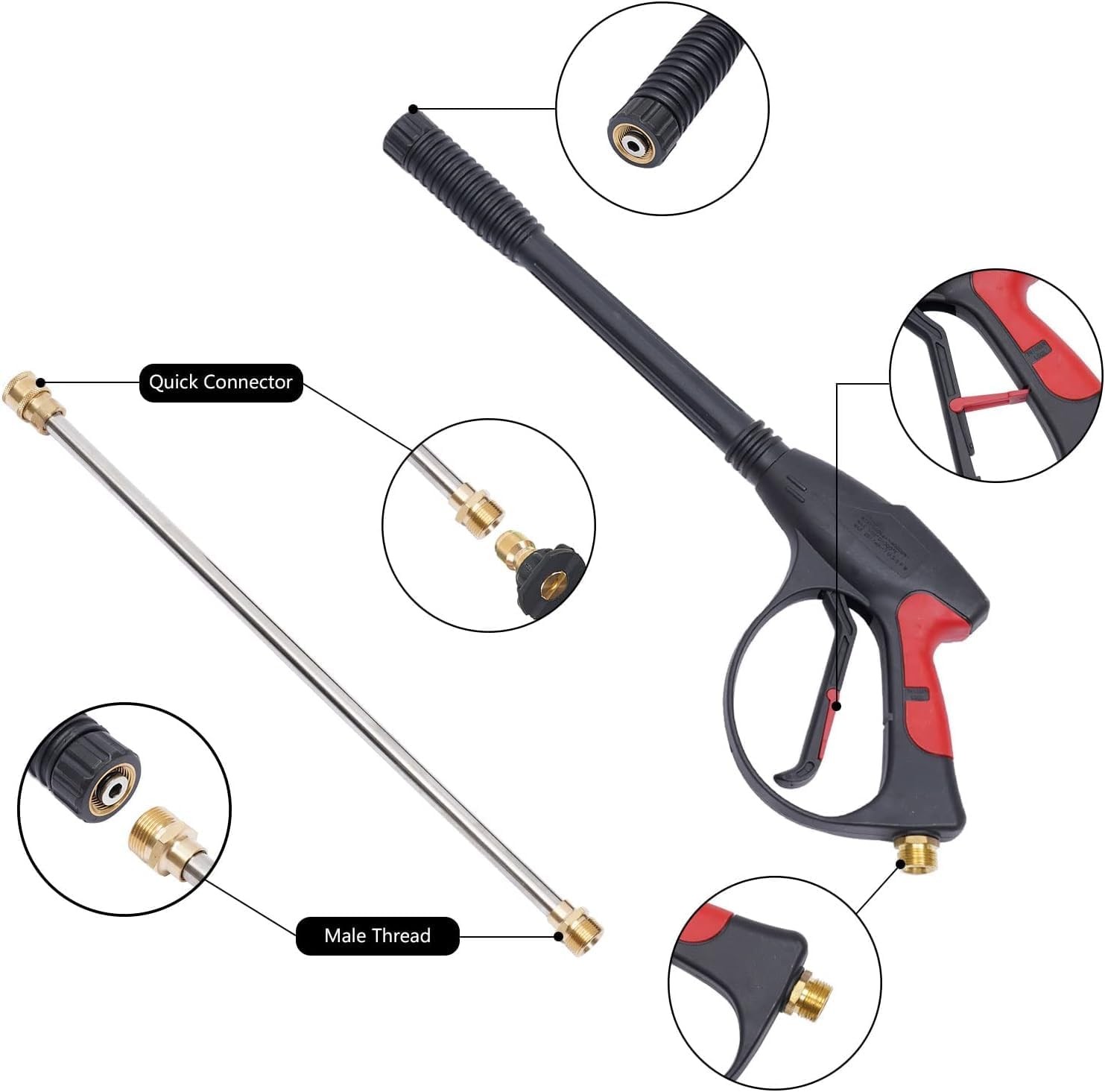4000PSI Pressure Washer Gun M22 with Extension Lance and 5 Nozzle Nozzles