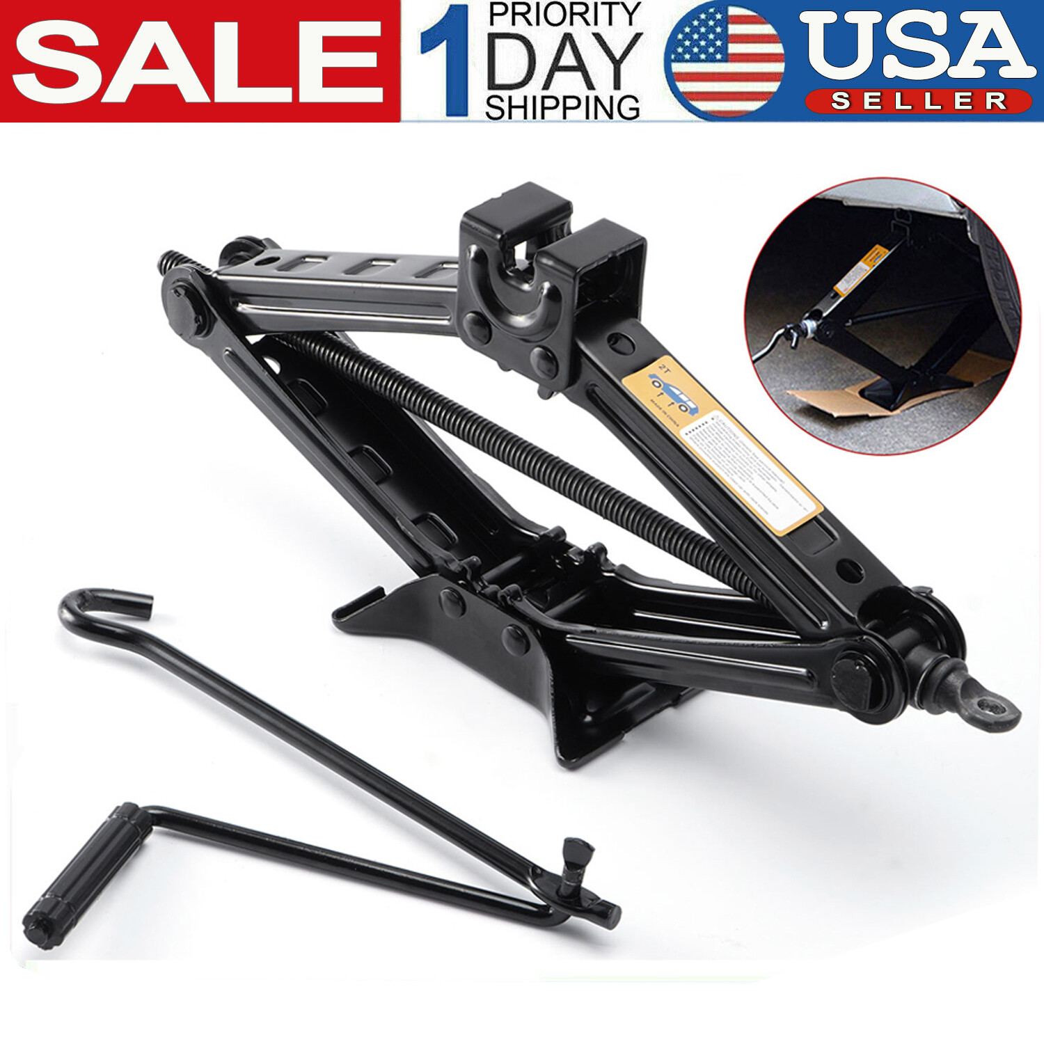 2 Ton Scissor Jack Handle Crank Kit For Car Van Garage Tire Wheel Change Quick