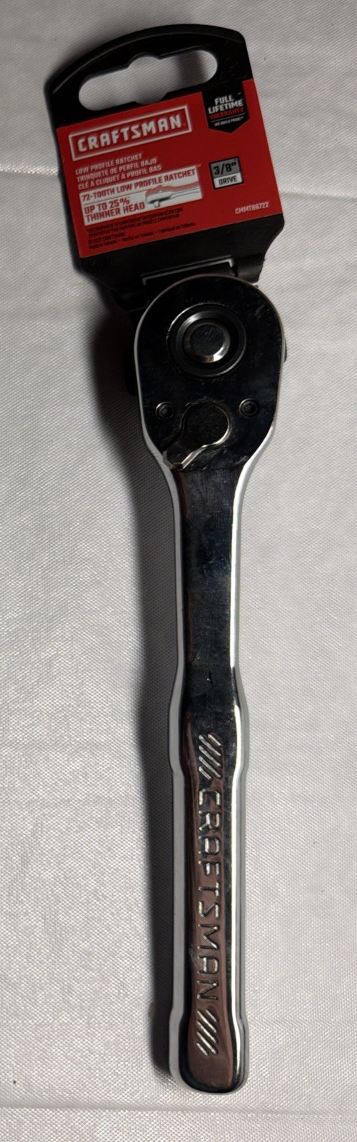 Craftsman 3/8” Ratchet CMMT86722 72-Tooth Low Profile Chrome New