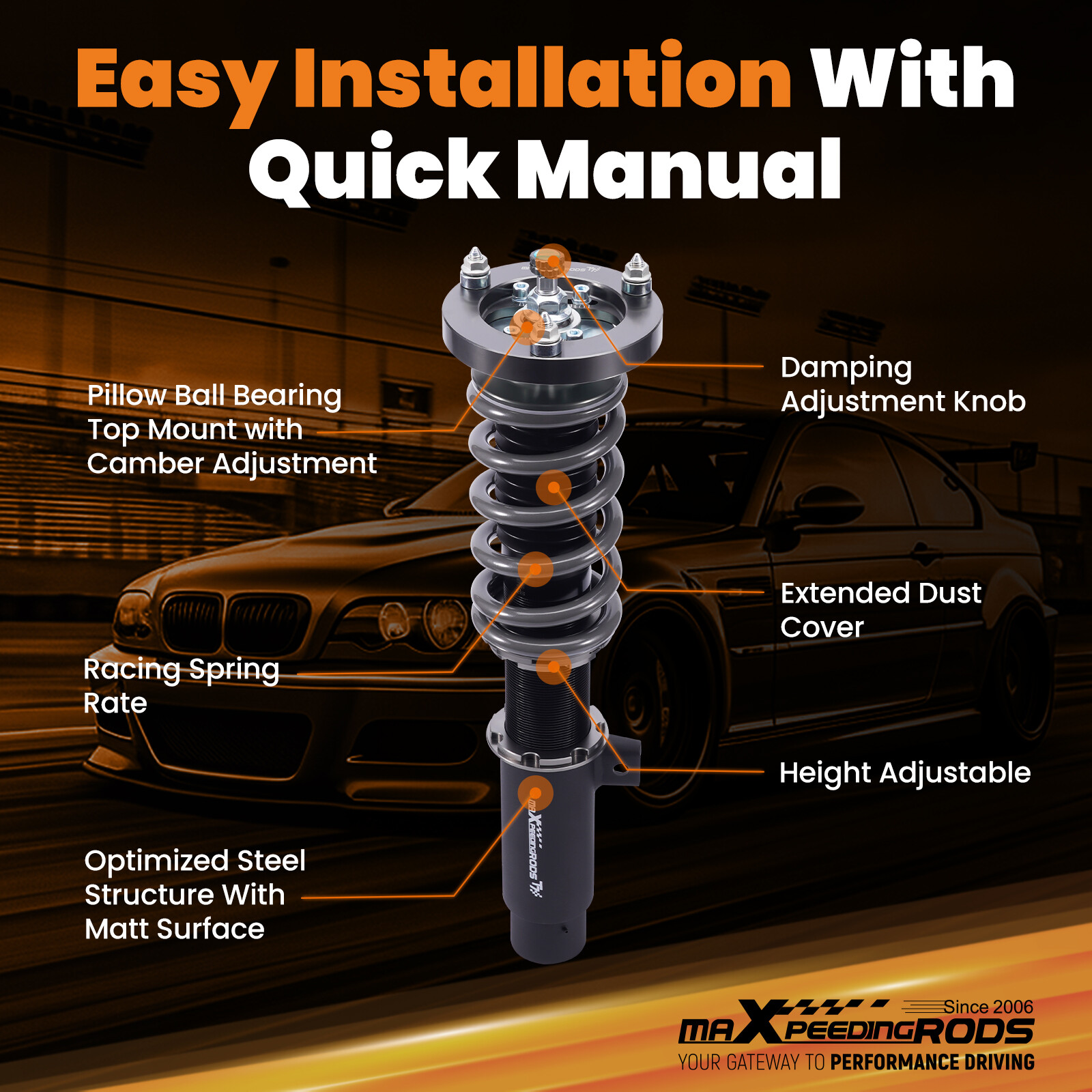 MaXpeedingrods T7 DAMPER COILOVERS KIT FOR BMW 3-SERIES AWD (E90/E91/E92)