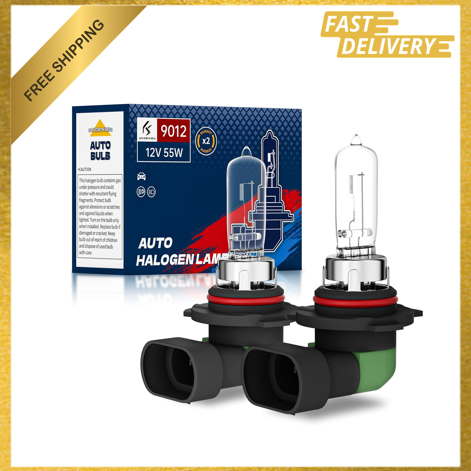 9012 Halogen Headlight Bulb 12V 55W Light Bulb Car Low Beam Brightness Pack of 2