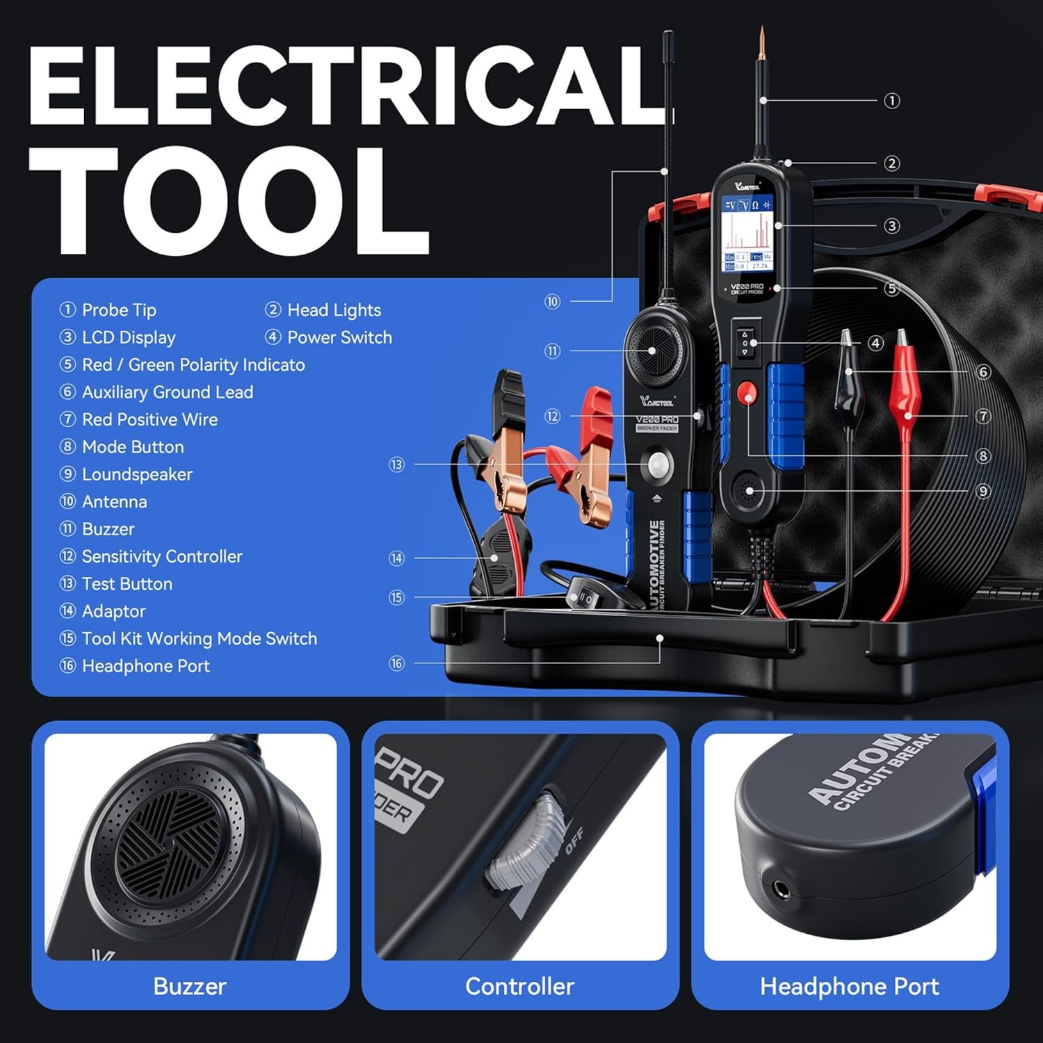 VDIAGTOOL V200Pro PowerScan Circuit Tester Electrical Power Probe Tool 12V/24V