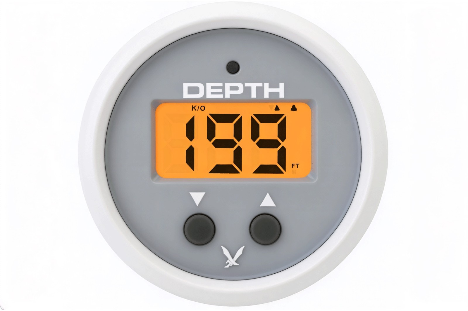 Hawkeye DepthTrax Prism Depth Gauge, Transom Mount Transducer, White Black Silve