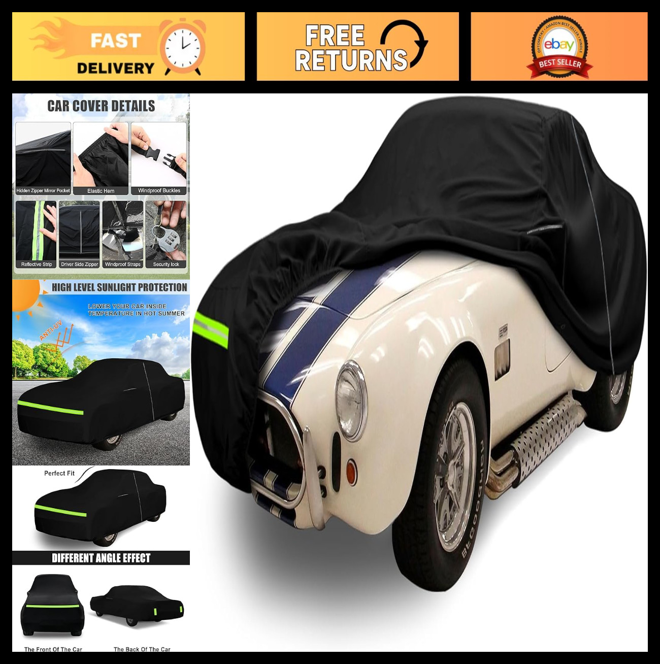 Waterproof Car Cover for 1962-1967 AC Shelby Cobra 289 427 – All Weather Protect