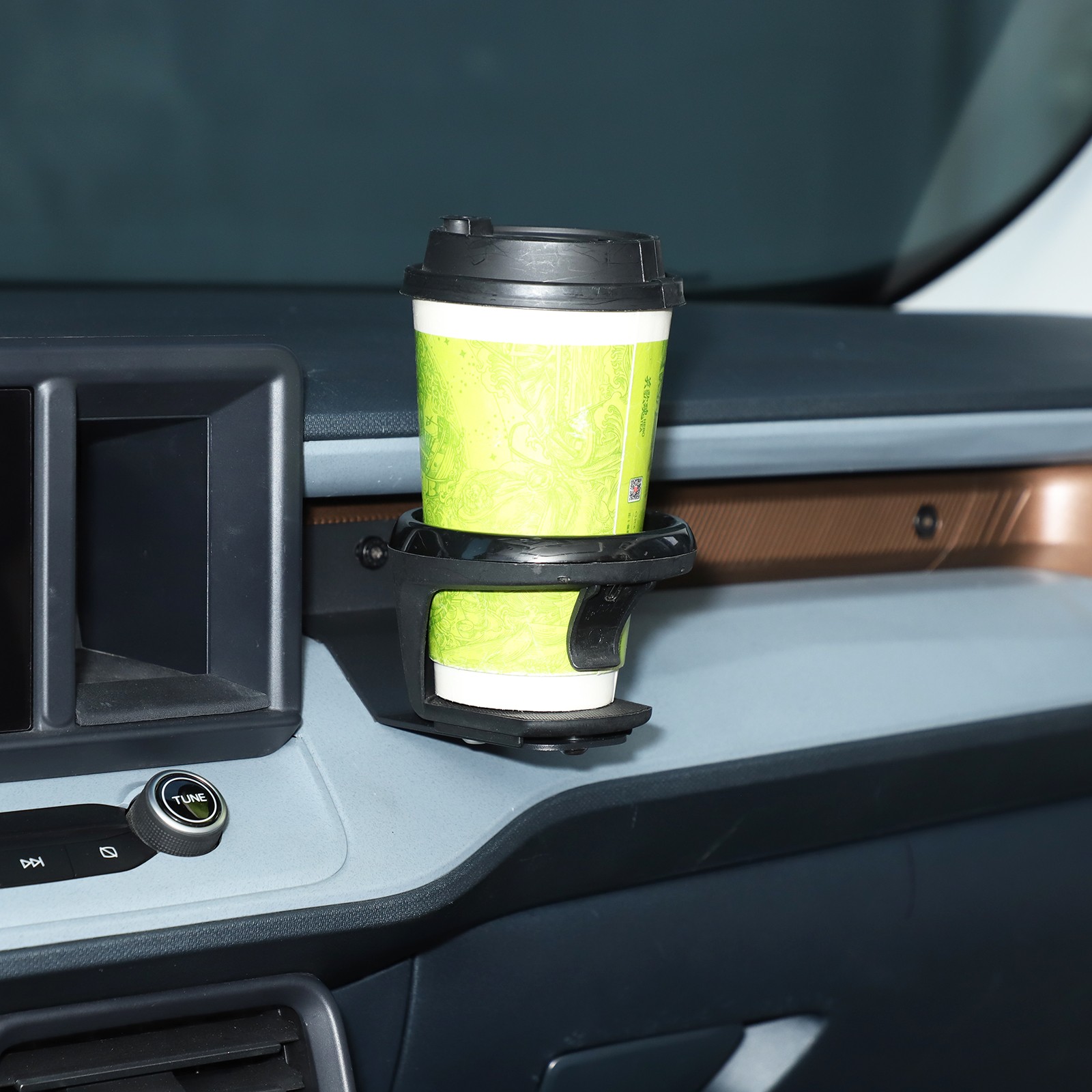 Navigation Screen Right Cup Holder Carbon Steel+ABS Black For Ford Maverick 22+