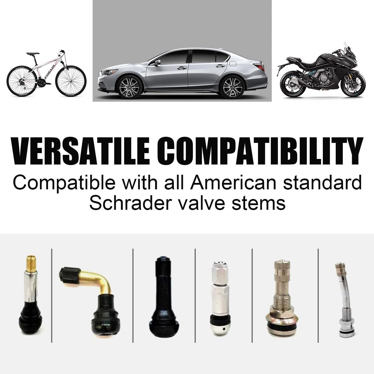 Tire Valve Stem Caps – (5 Pack) Metal Air with Plastic No Pattern, Black