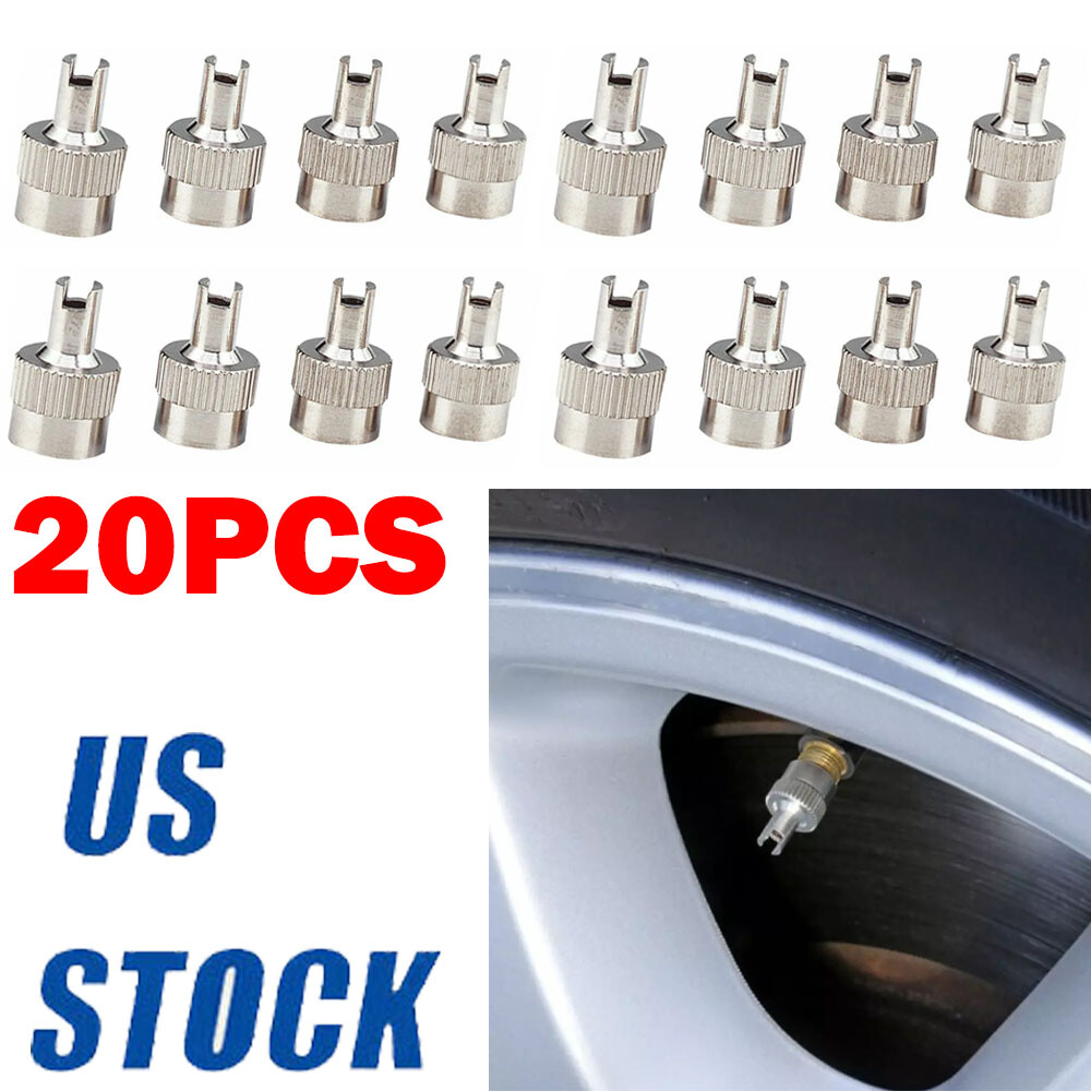 For Schrader Silver Metal Tire Valve Cap Seal Stem Core Remover Tool US -20PC