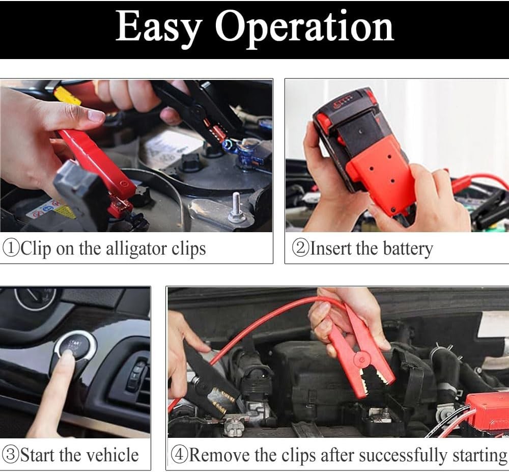 For Milwaukee M18 Power Battery Jumper Starter Jump Kit 8 AWG Auto Booster Cable