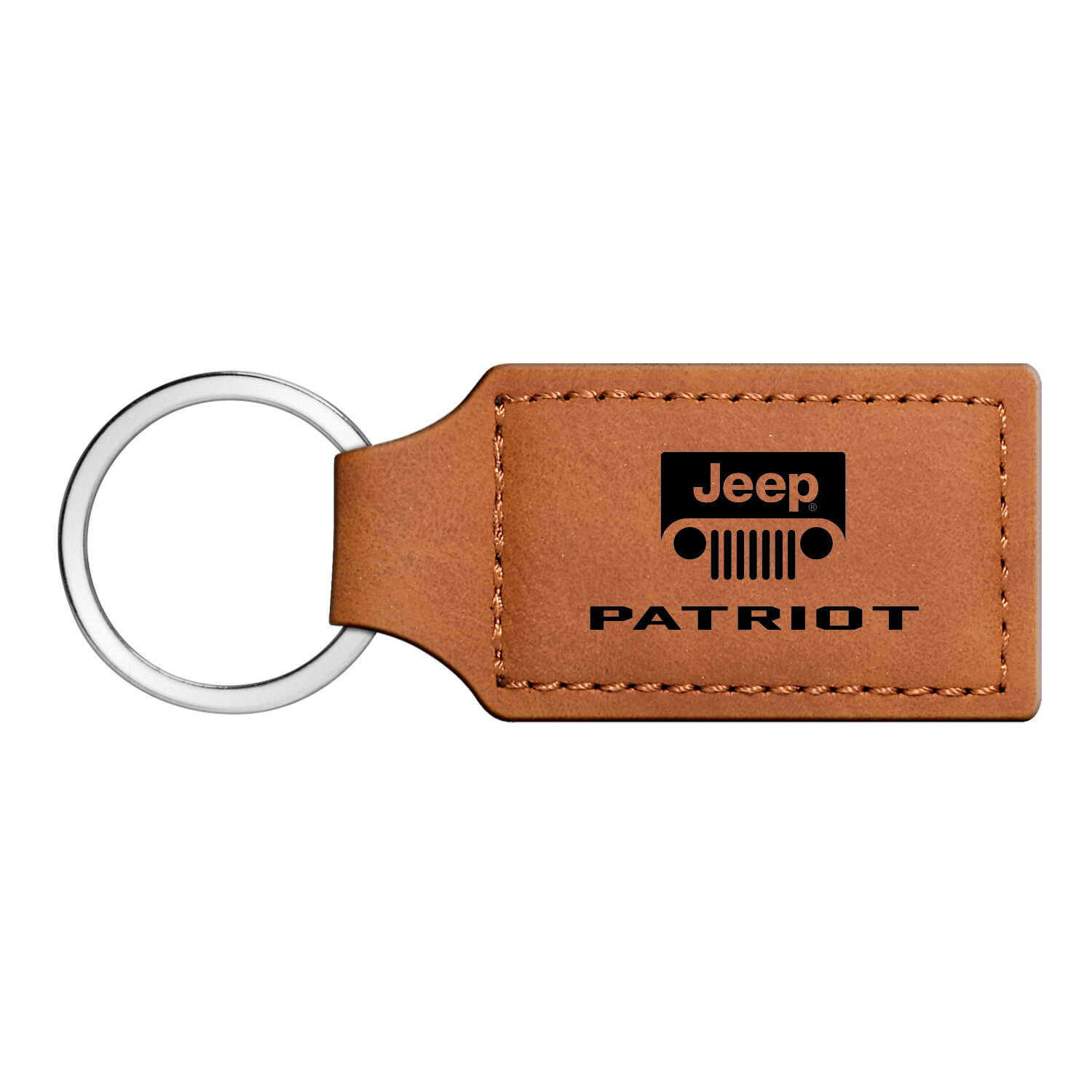 Jeep Patriot Rectangular Brown Leather Key Chain Key-Ring