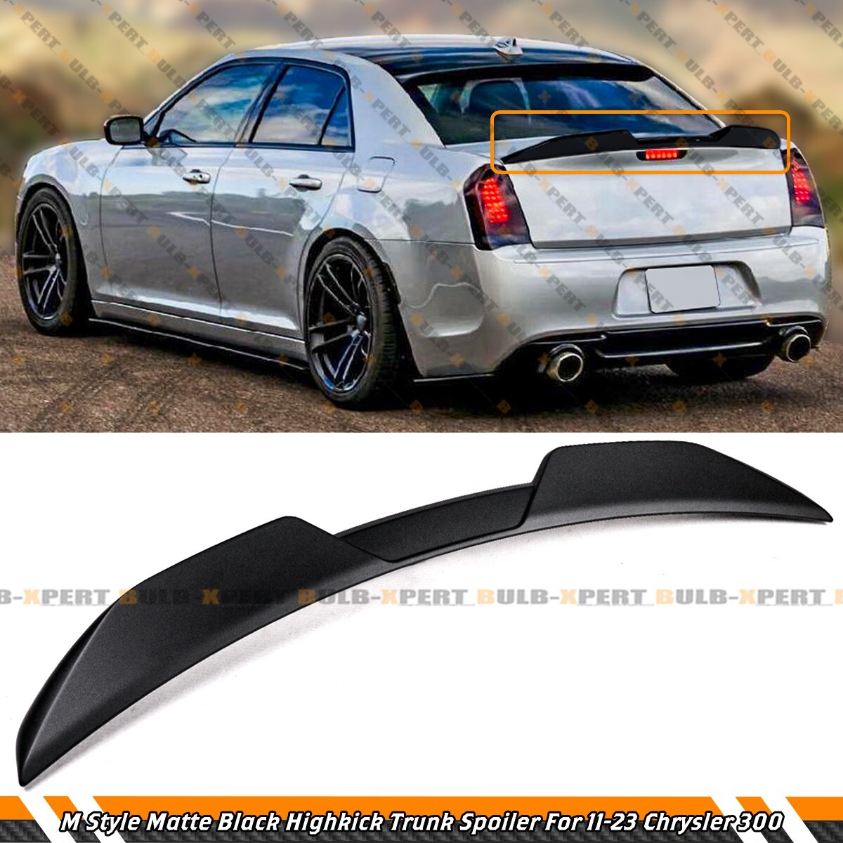 FOR 11-23 CHRYSLER 300 300S SRT8 M STYLE MATTE BLACK HIGHKICK TRUNK SPOILER WING