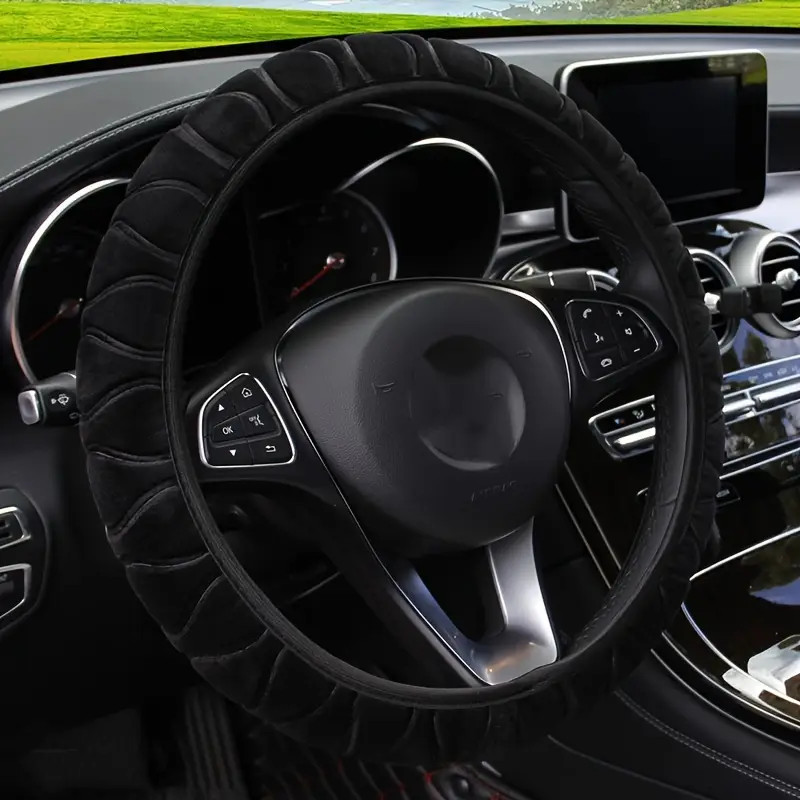 15 In Winter Steering Wheel Cover for Men Women,Soft Warm Short Plush Universal