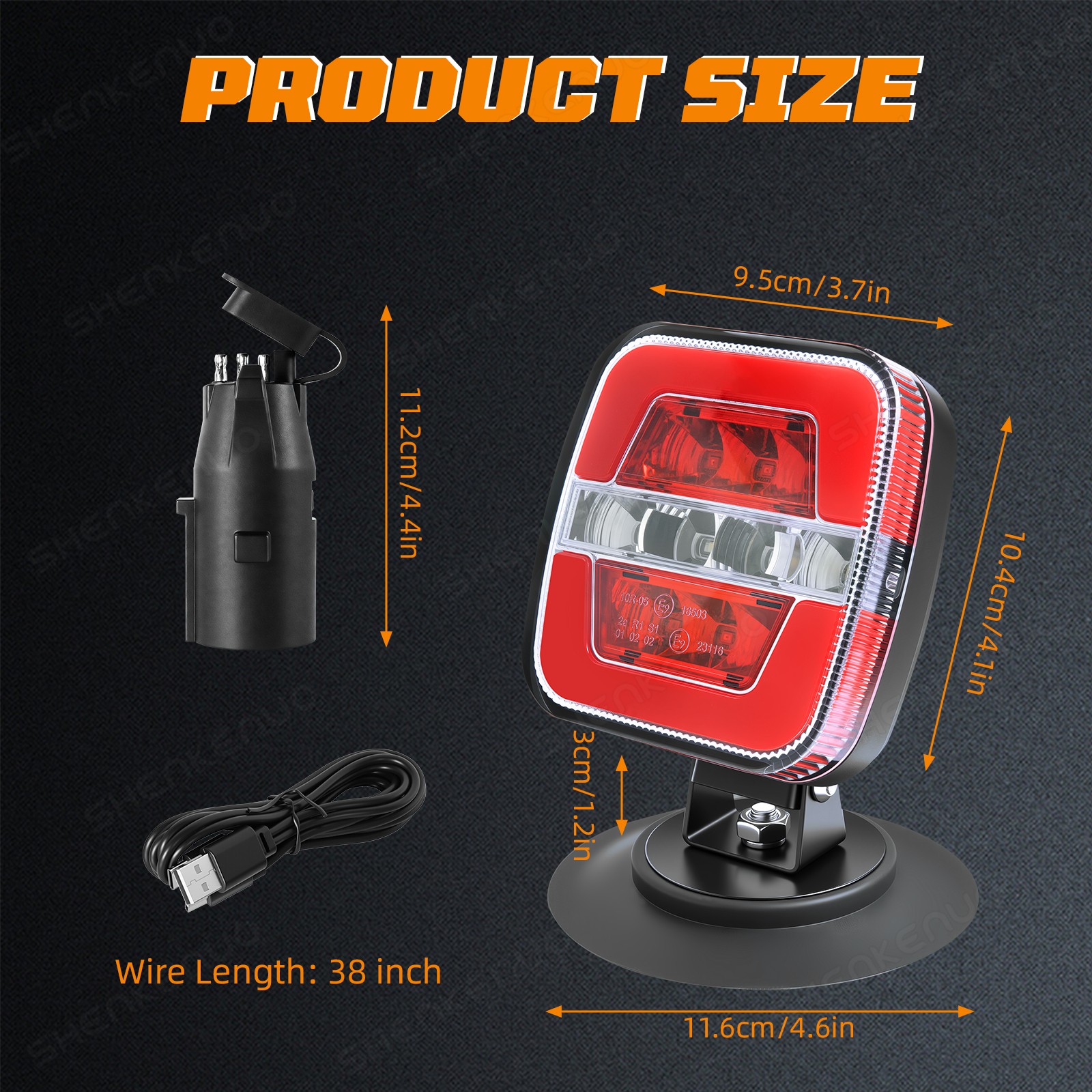 Magnetic Wireless TrailerLight IP67 Waterproof Brake Reverse License Plate Light