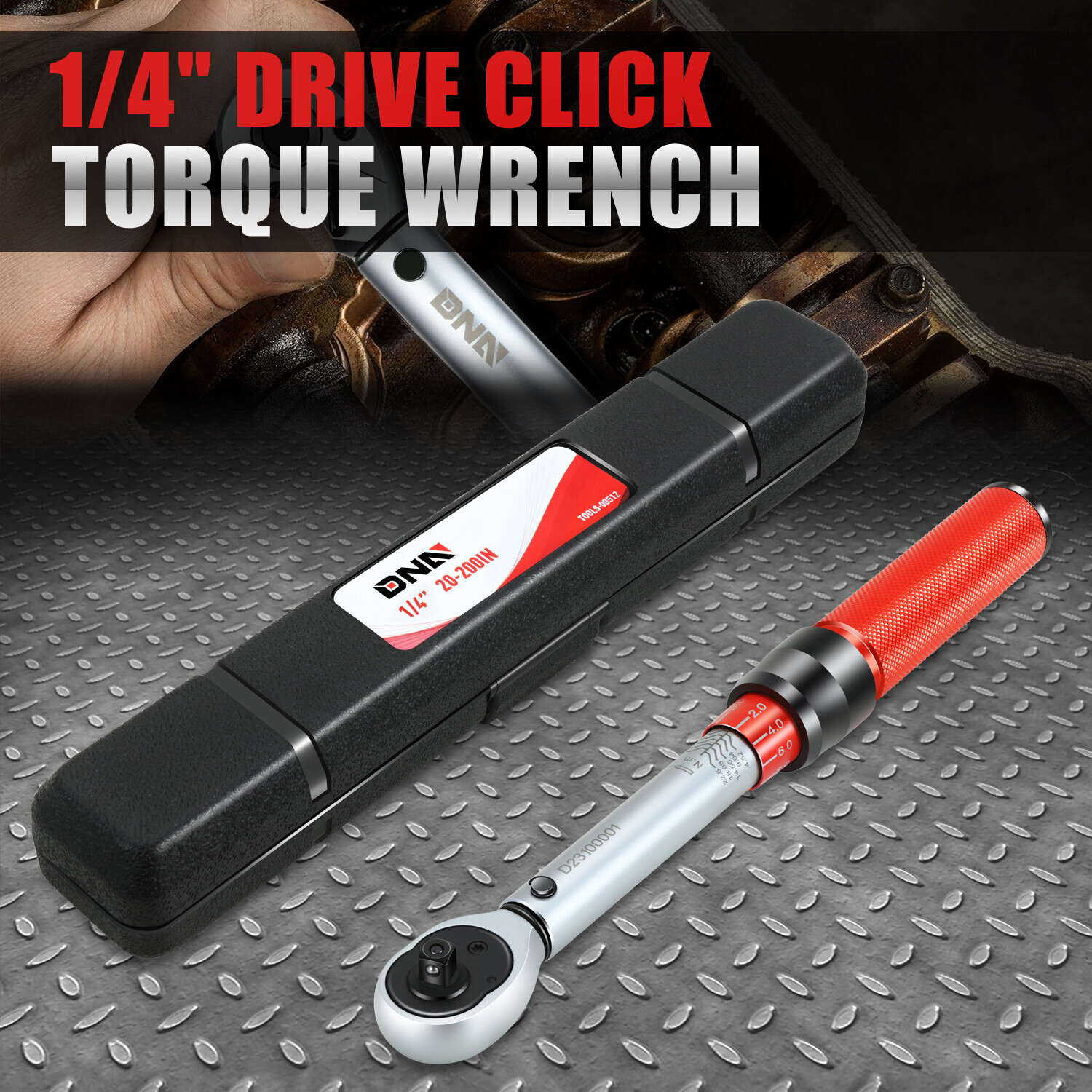 1/4″ Drive 20-200 FT.-LB / 2.26-22.6 N.M Click Torque Wrench Set w/ Storage Case