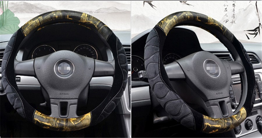 New short plush steering wheel cover flocking car handle warm non-slip for car