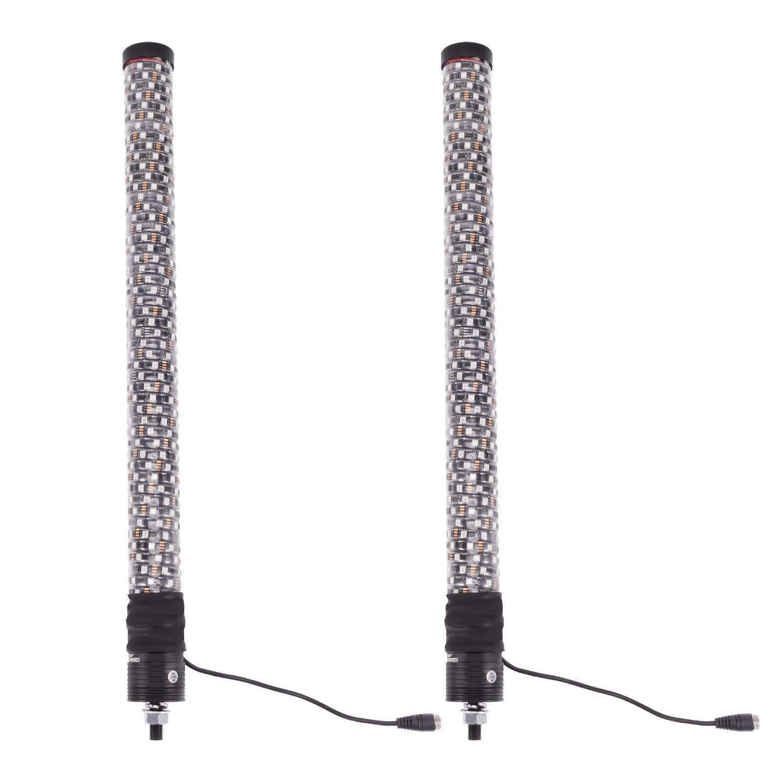 2PCS 2FT Spiral LED Fat Whip Light Antenna RGB Chasing For Can-am X3 RZR UTV ATV