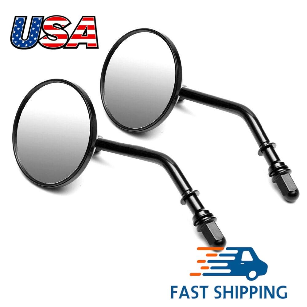 1 Pair Black Round Rearview Mirrors For Harley-Davidson Dyna Touring Sportster