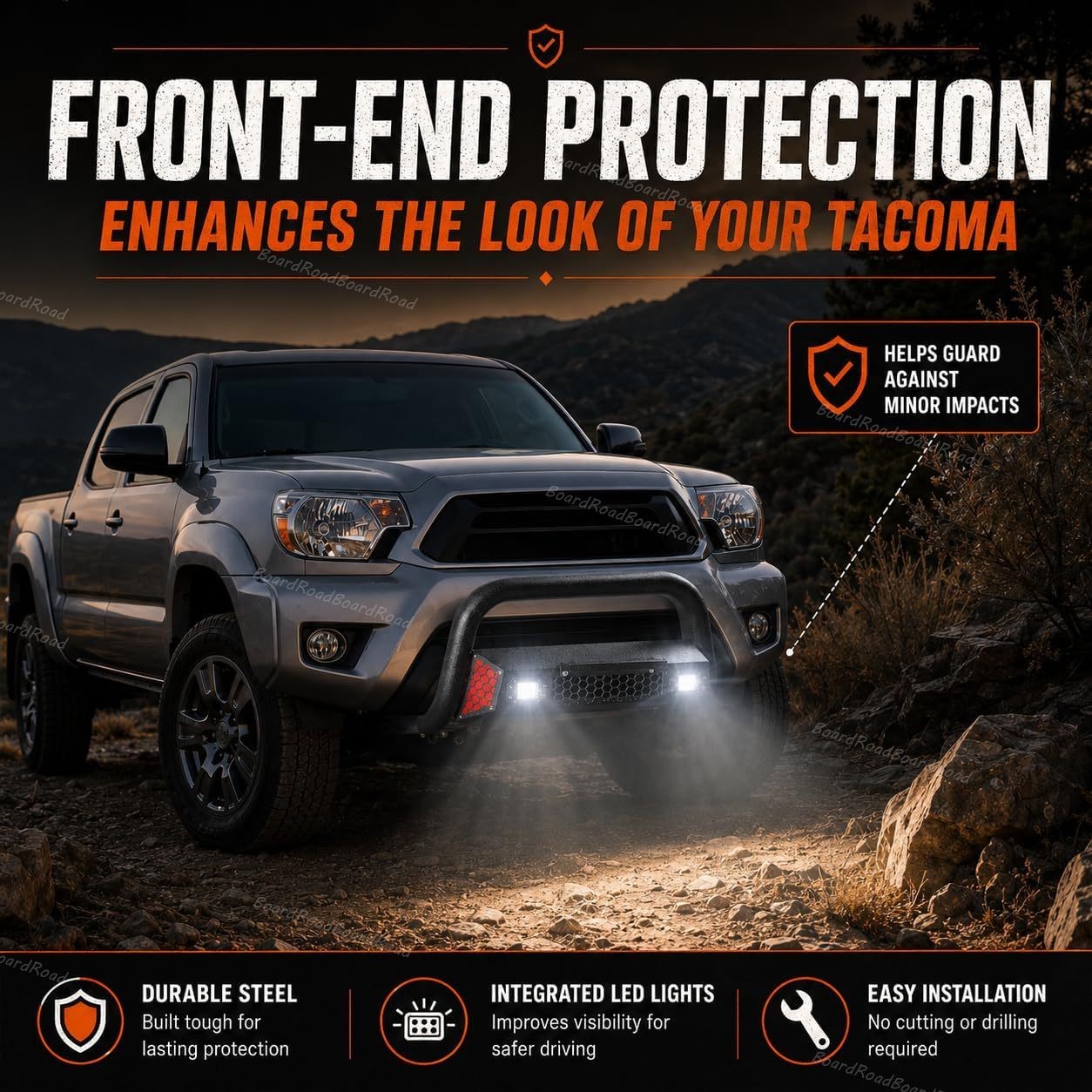 Fit For 2005-2015 Toyota Tacoma Textured Black Bull Bar Bumper Guard