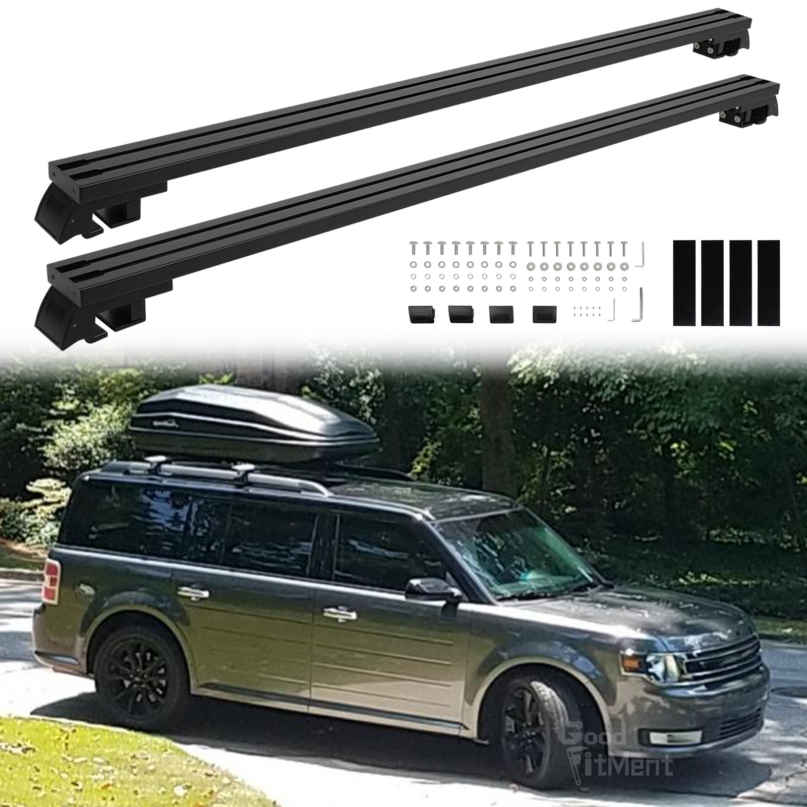 For Ford Flex 2009-2019 52” 660Ibs Roof Rack Cross Bars Tent Carrier Aluminum