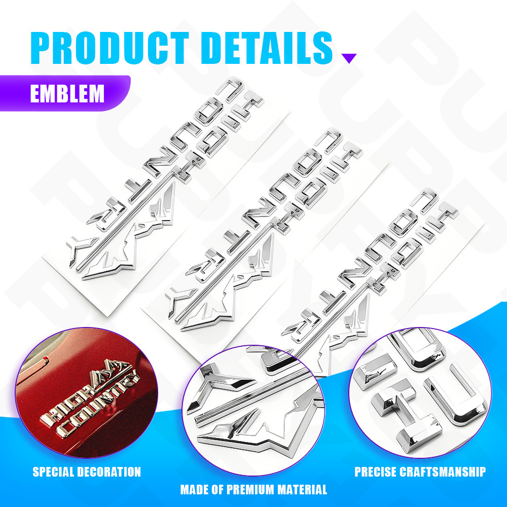 3x 3D Gloss Chrome High Country Fender Emblem Rear Badge For Silverado 2019-2023