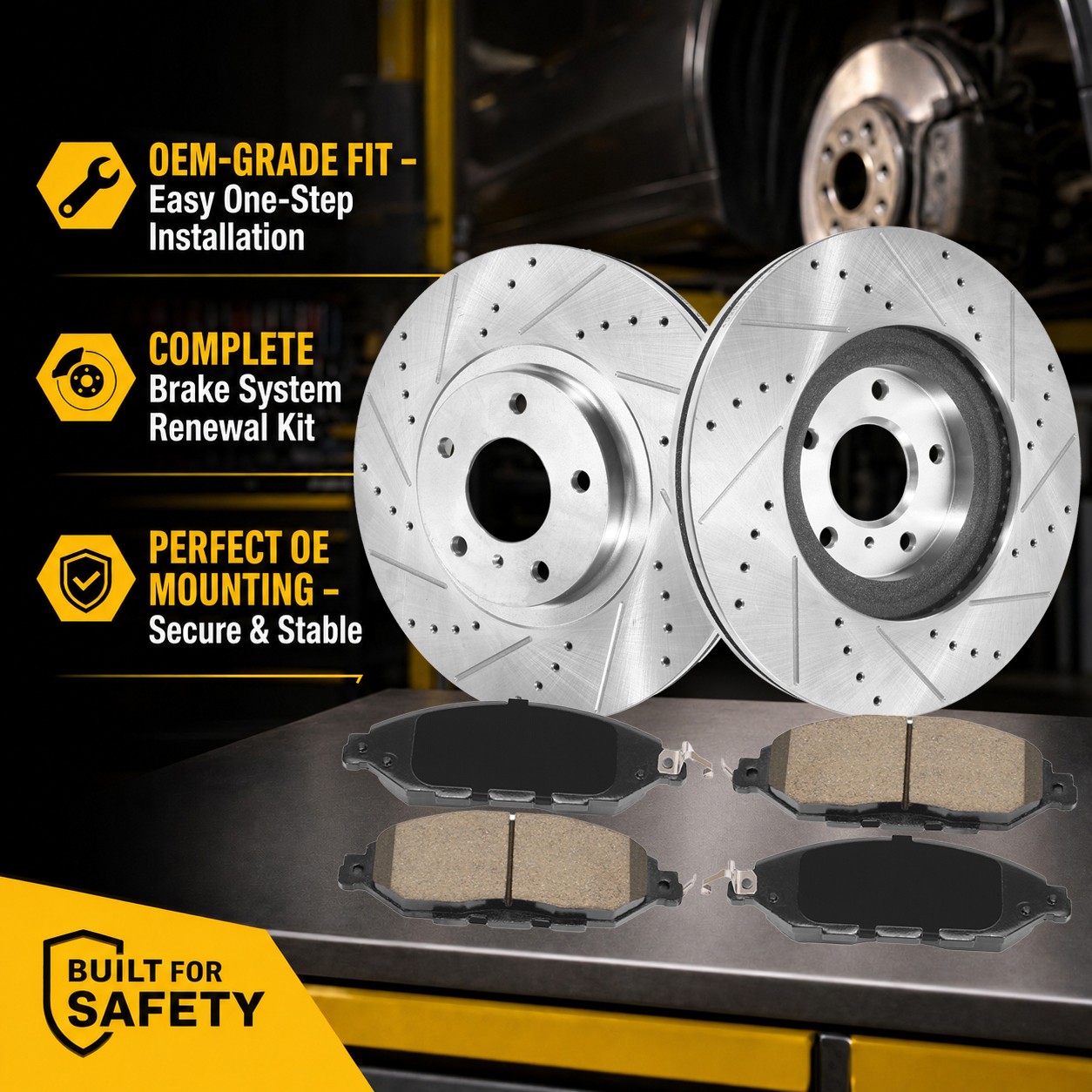 Drilled Slotted Rotors&Ceramic Pads Kit Front Rear for Nissan Murano Pathfinder