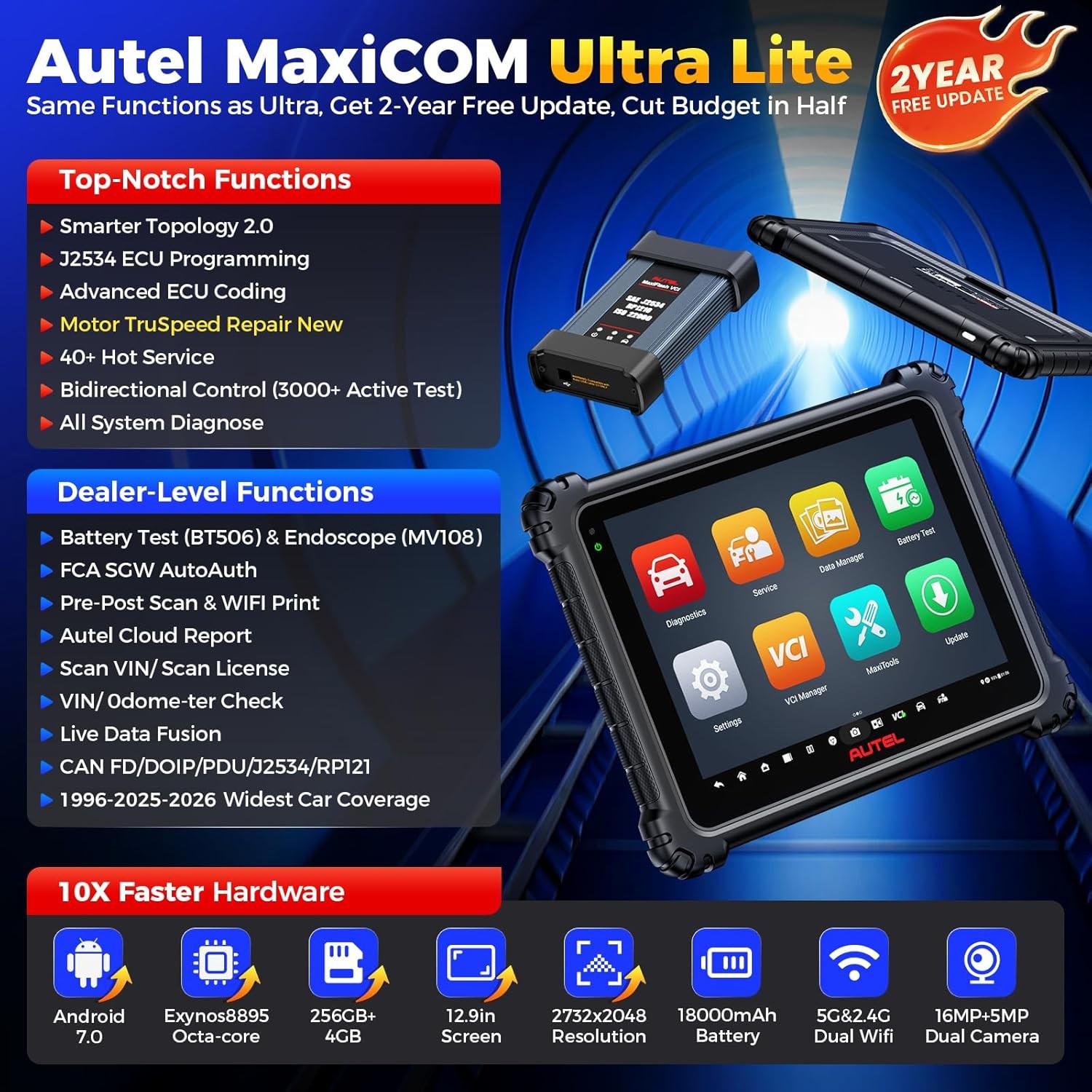 🔥🔥🔥【2-Year Update】Autel MaxiSys ULTRA Lite Diagnostic Scanner VCI Programming