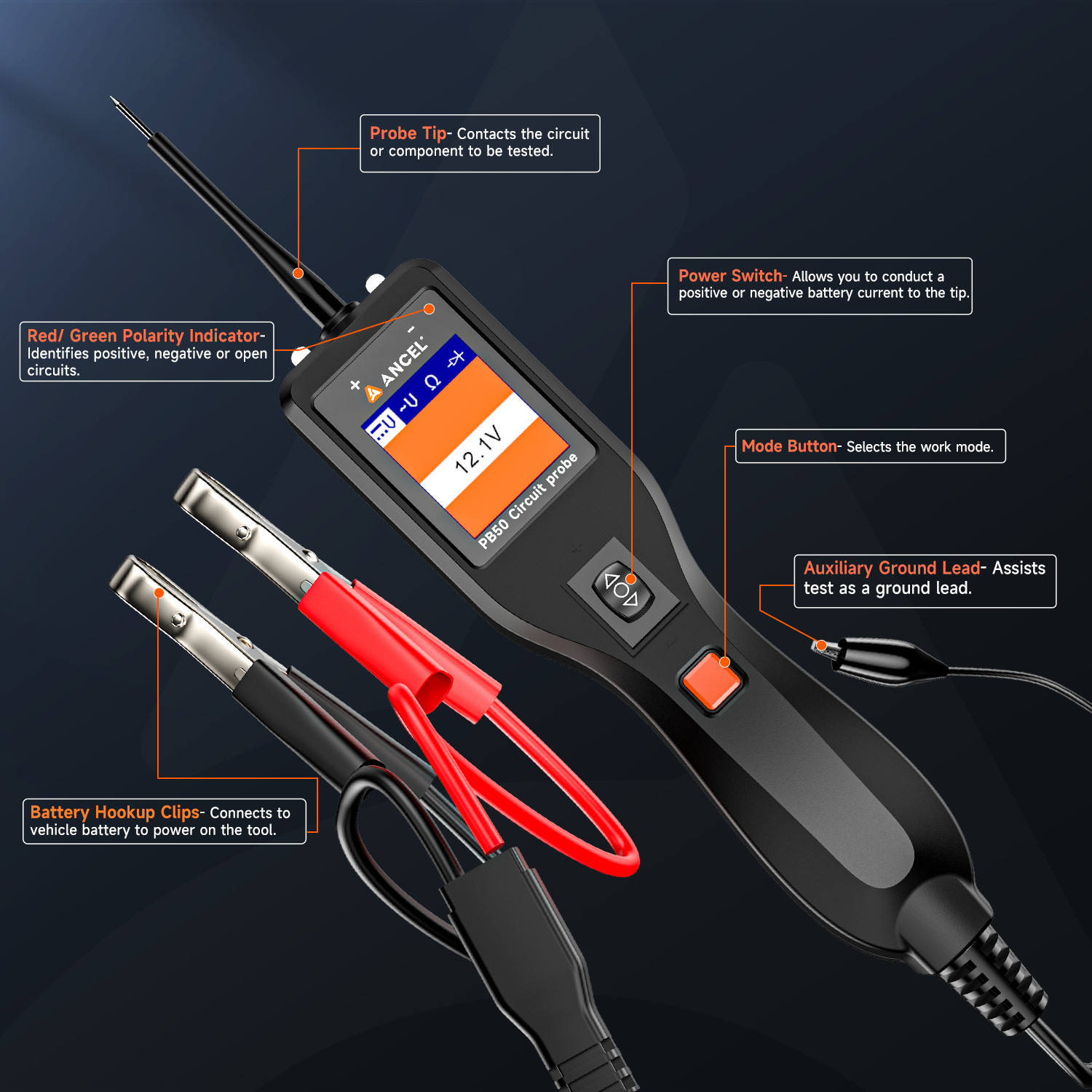 ANCEL Electrical System Power Circuit Probe Tester Activate Component AC/DC Test