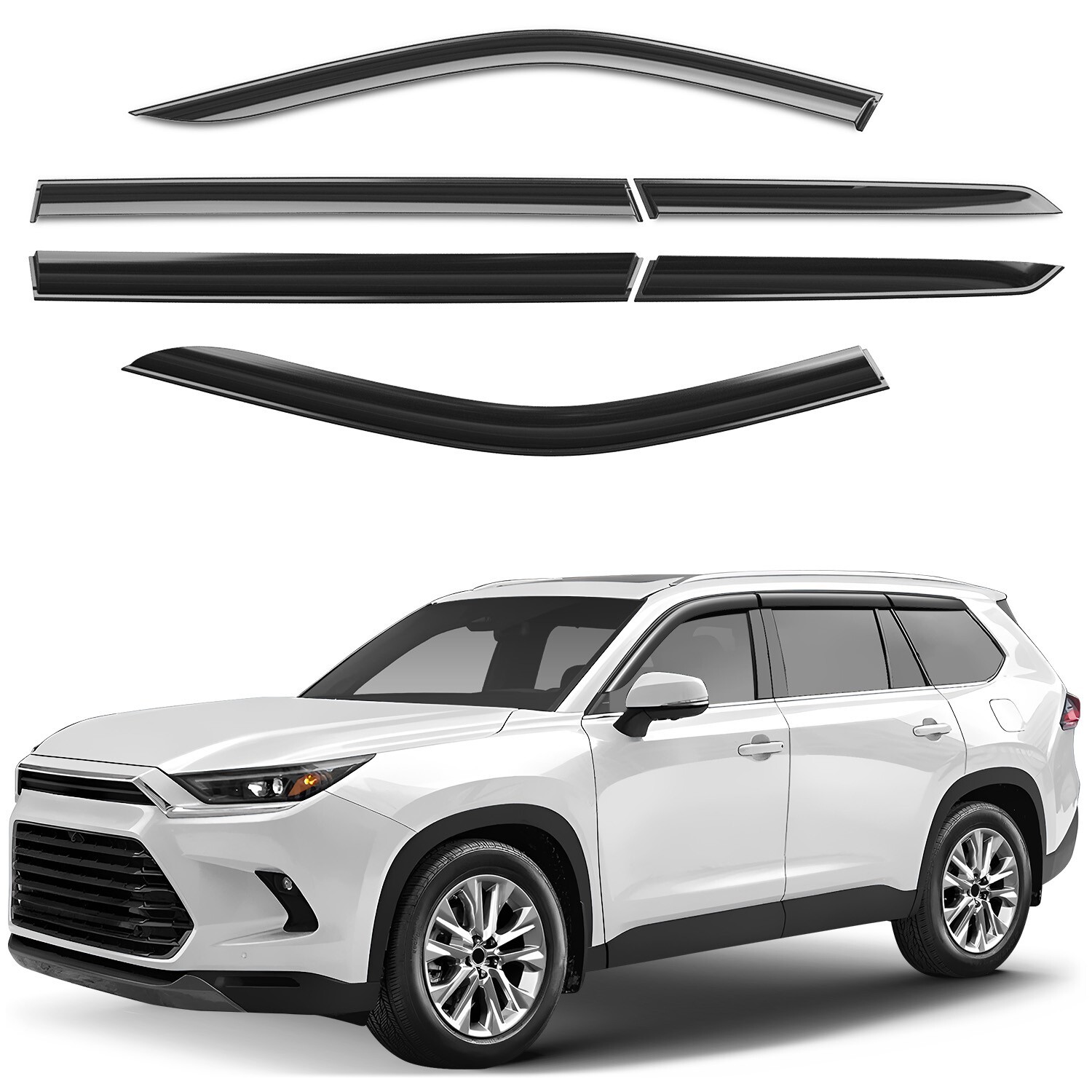 Sun Rain Visors Wind Rain Guards for 2024-2025 Toyota Grand Highlander