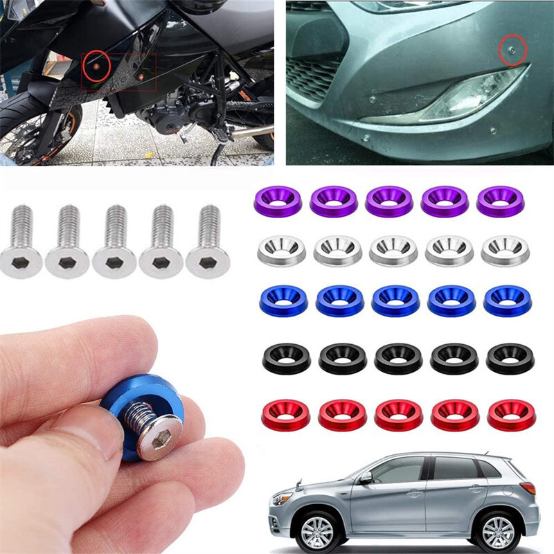 20pcs Black Billet Aluminum Fender Bumper Washer Bolt Engine Bay Dress Up Kit