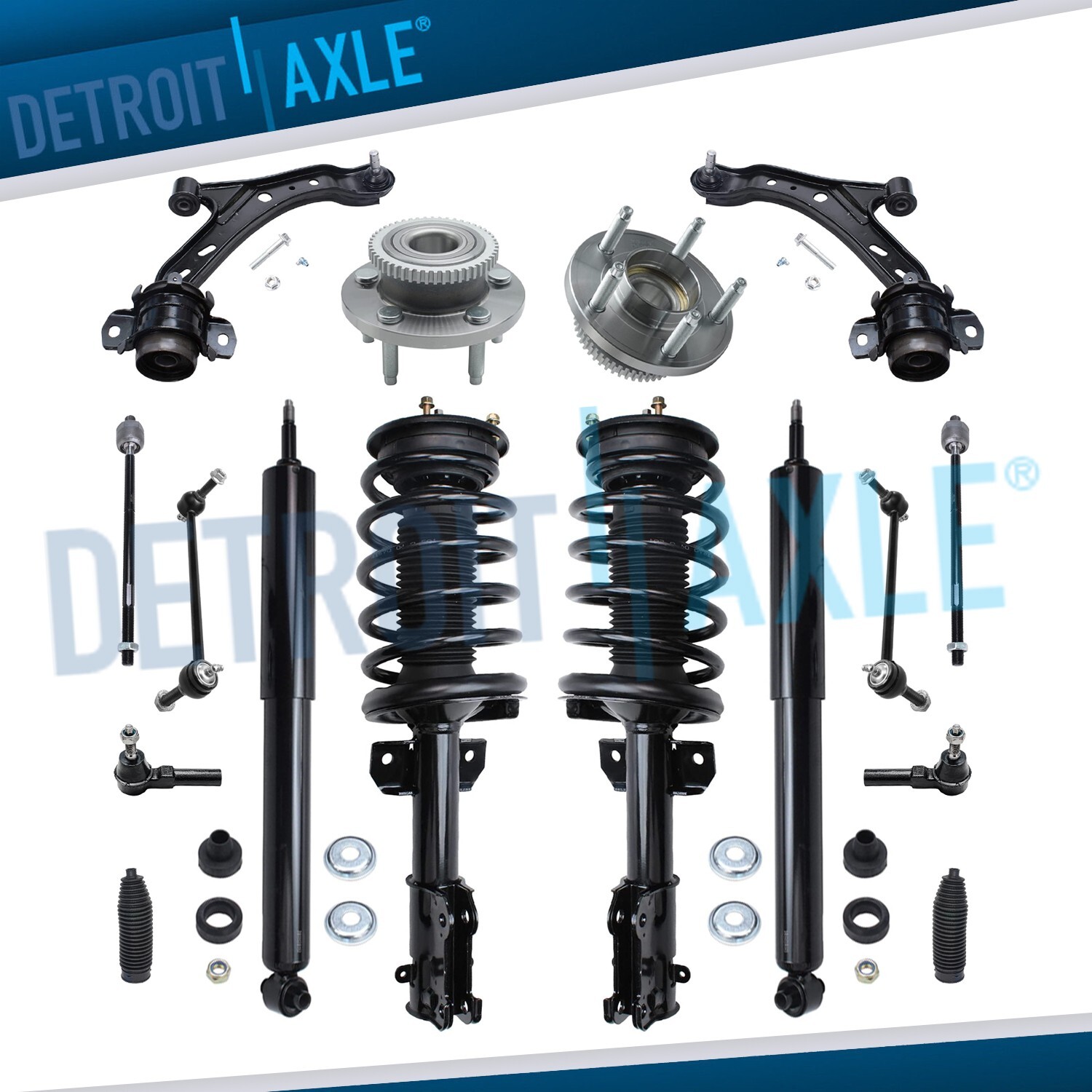 16pc Front Struts Shock Lower Control Arm Hub Bearing for 2005-2009 Ford Mustang
