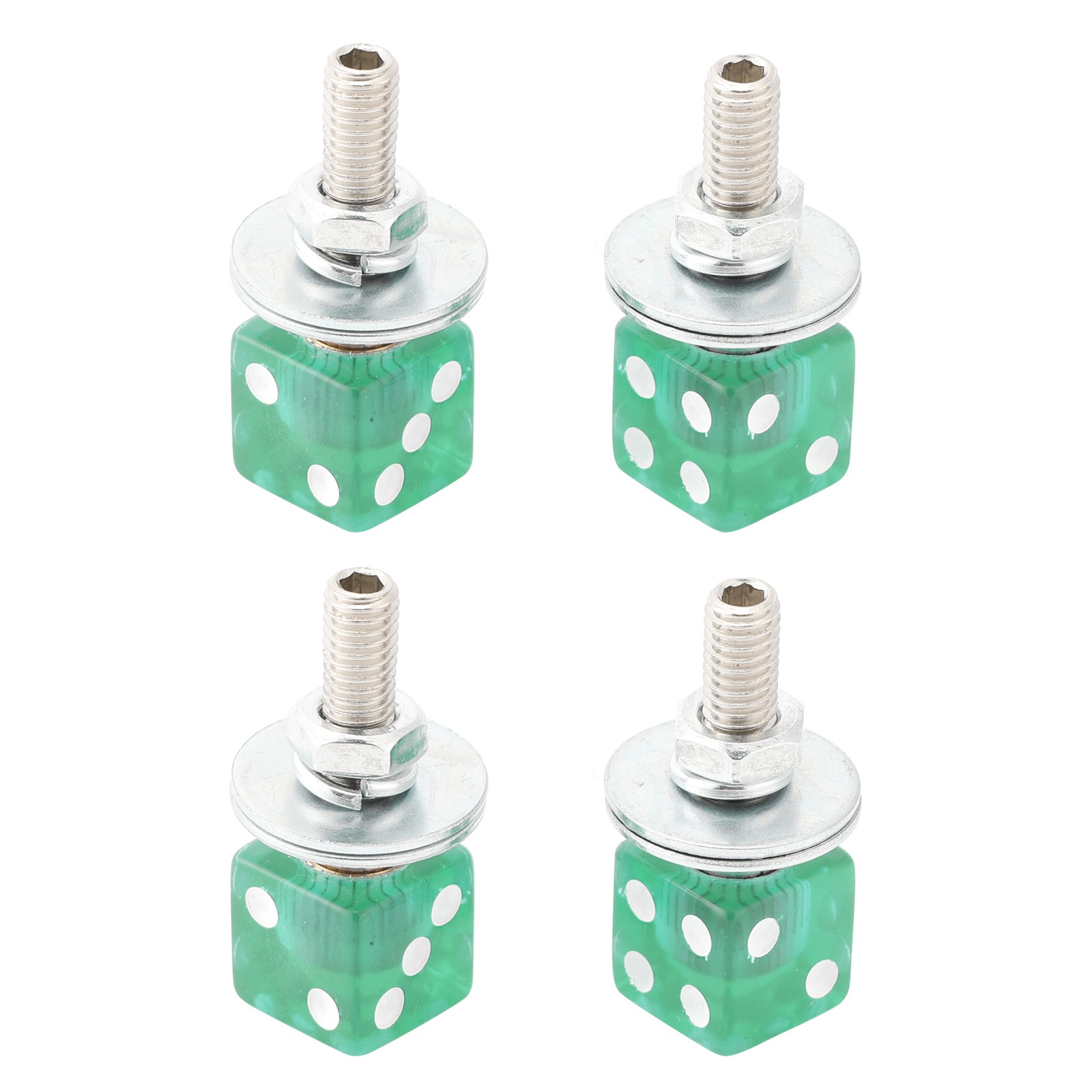 4x Motorcycle Bike Plastic Green Dice License Plate Bolt On Screw On Frame Nut