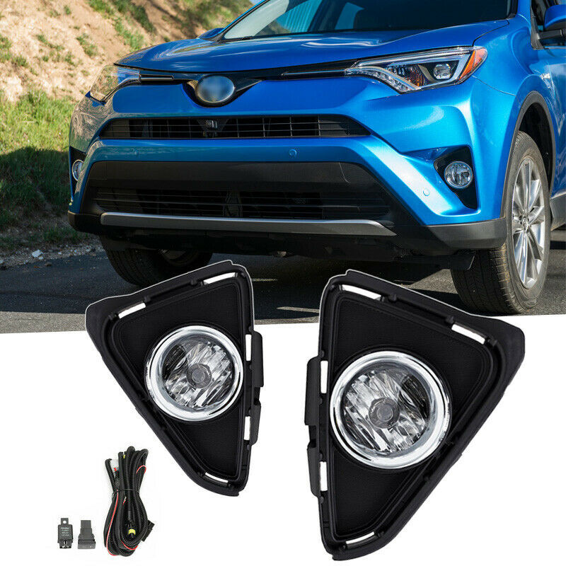 For 2016-2018 Toyota RAV4 Clear Bumper Fog Lights Driving Lamps 16-18 w/Wiring