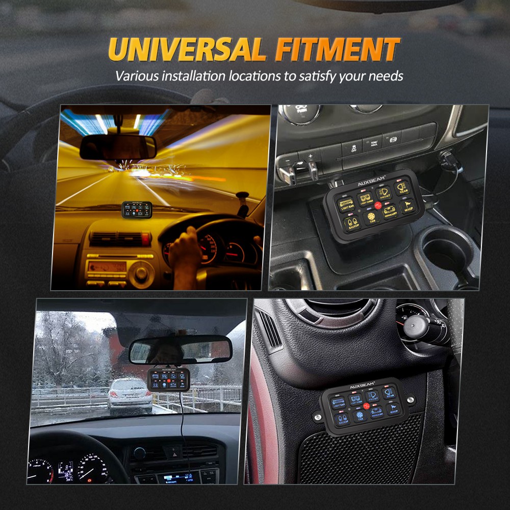 AUXBEAM Multifunction 8 Gang AR-800 Switch Panel RGB w/ APP Controller for Dodge