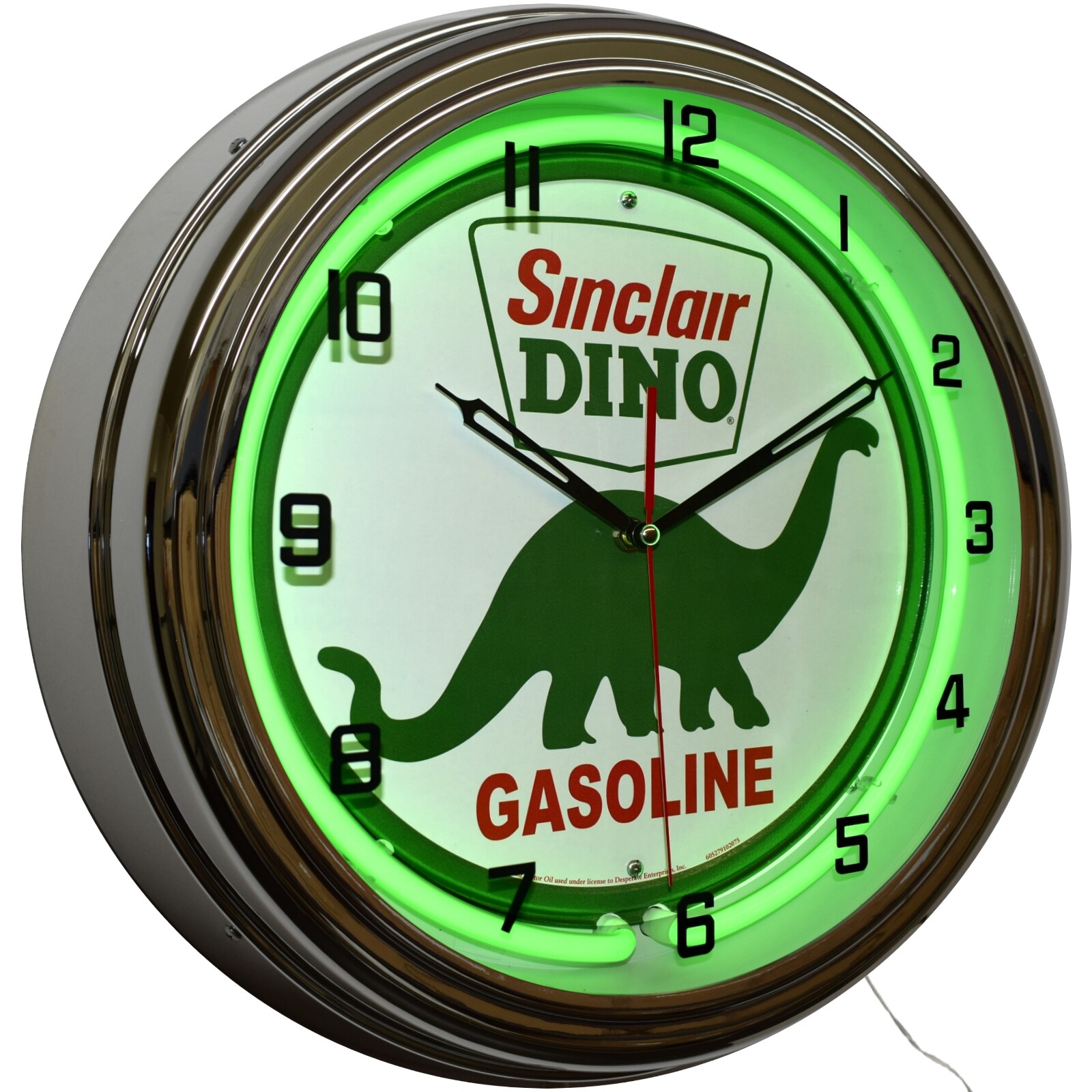 16″ Sinclair Dino Gasoline Neon Clock Man Cave Garage Decor (Green)