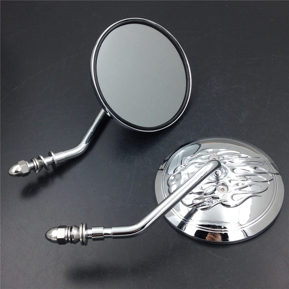 Side Mirrors For Harley Softail Dyna Sportster Touring Chrome Round RearView