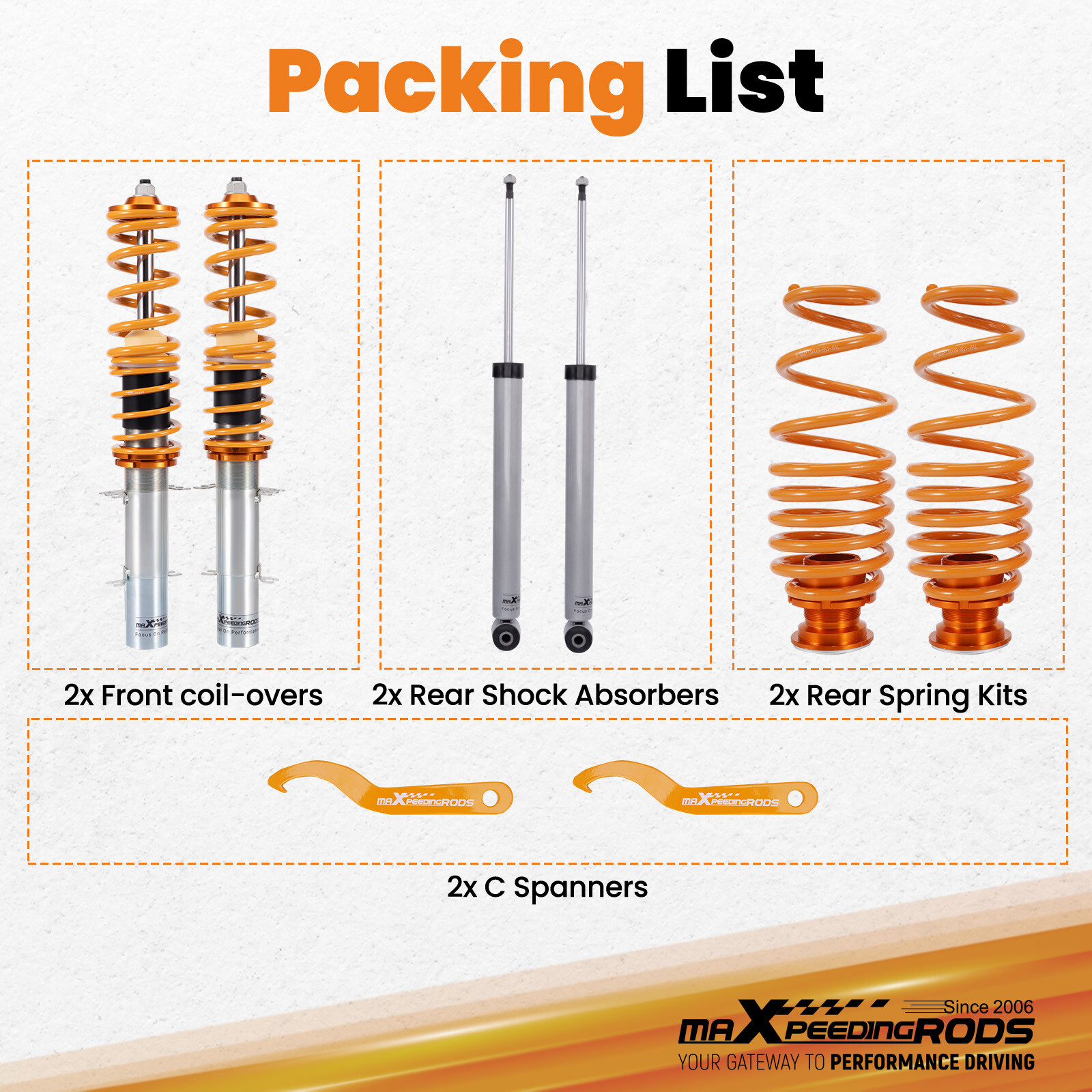 Maxpeedingrods Coilovers Suspension Kit For Volkswagen MK4 Golf & Jetta 99-05