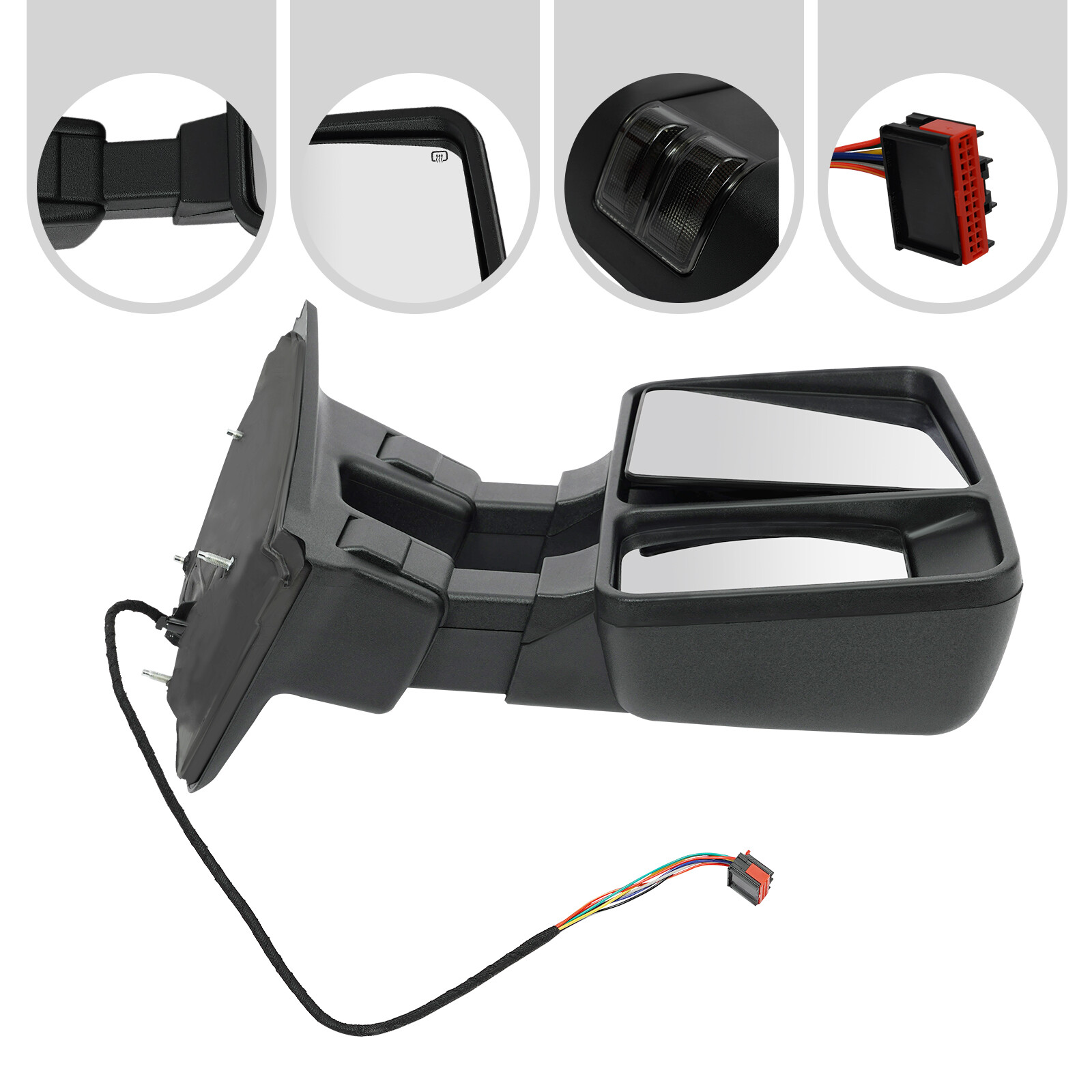 For 2008-2016 Ford F250 F350 F450 Super Duty Heated Mirror w/BSM Manual Fold RH